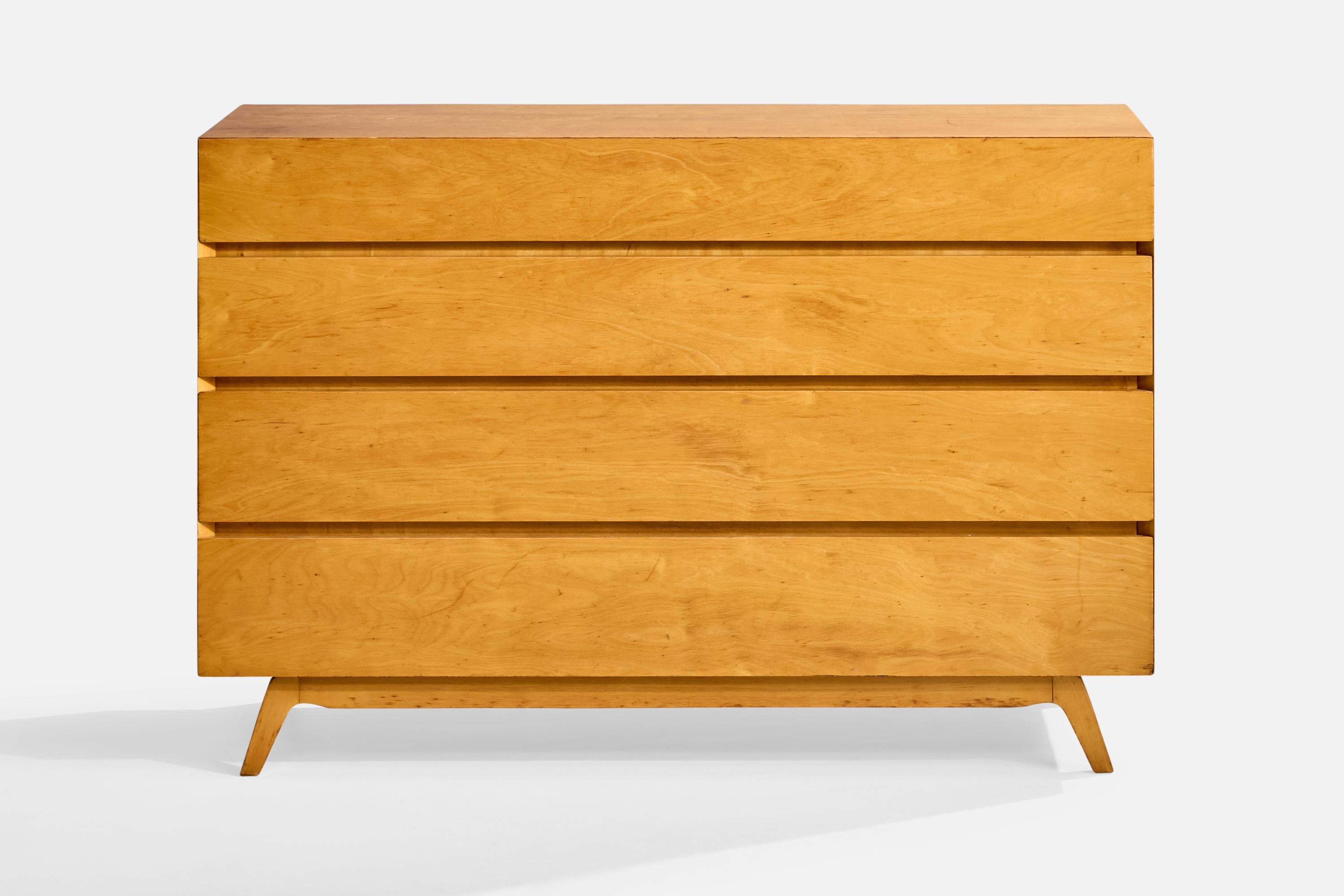 Mid-Century Modern Edmund Spence, Chest of Drawers, Birch, Sweden, 1950s For Sale