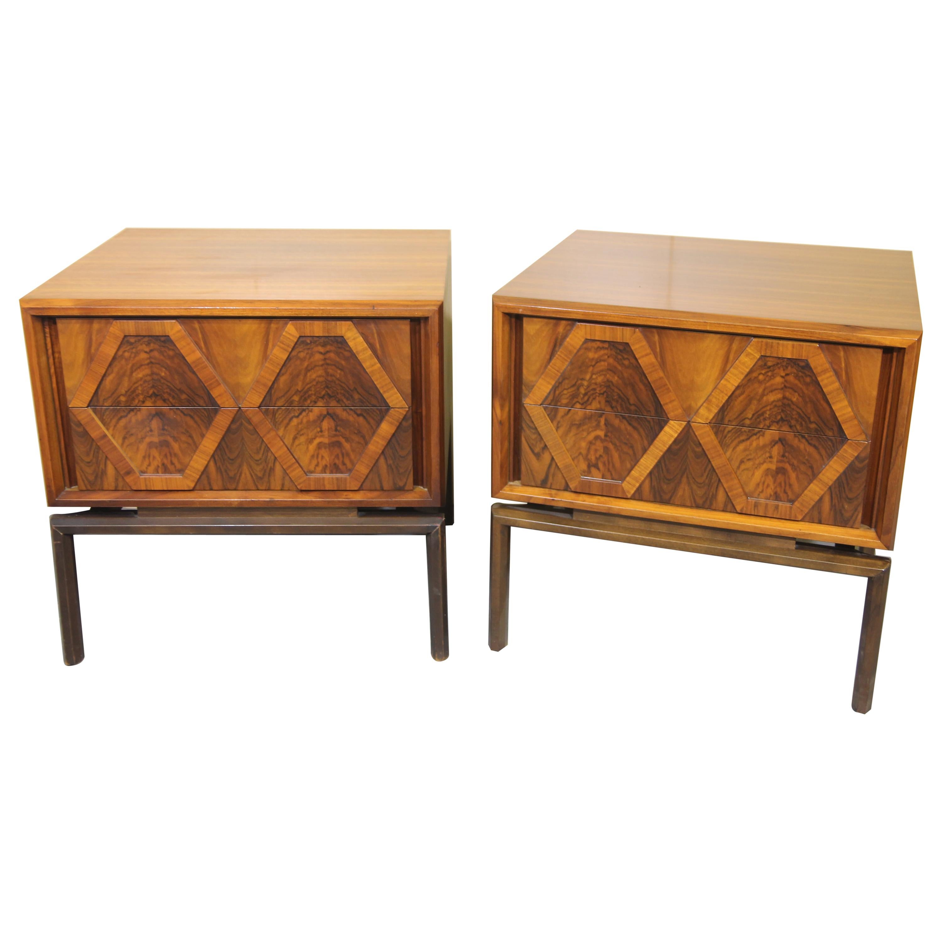 Edmund Spence Designed Walnut End tables or Nightstands at 1stDibs