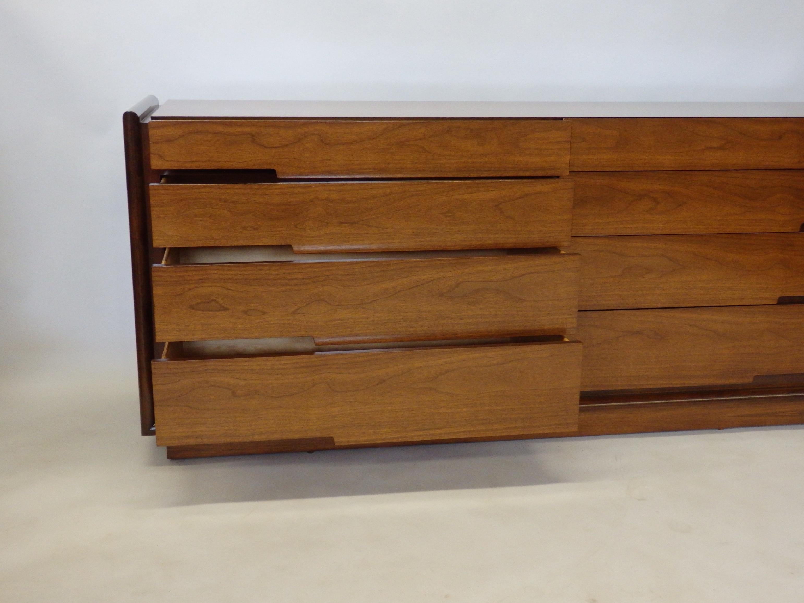 20th Century Edmund Spence Long Low Swedish Double Dresser with graduated drawers