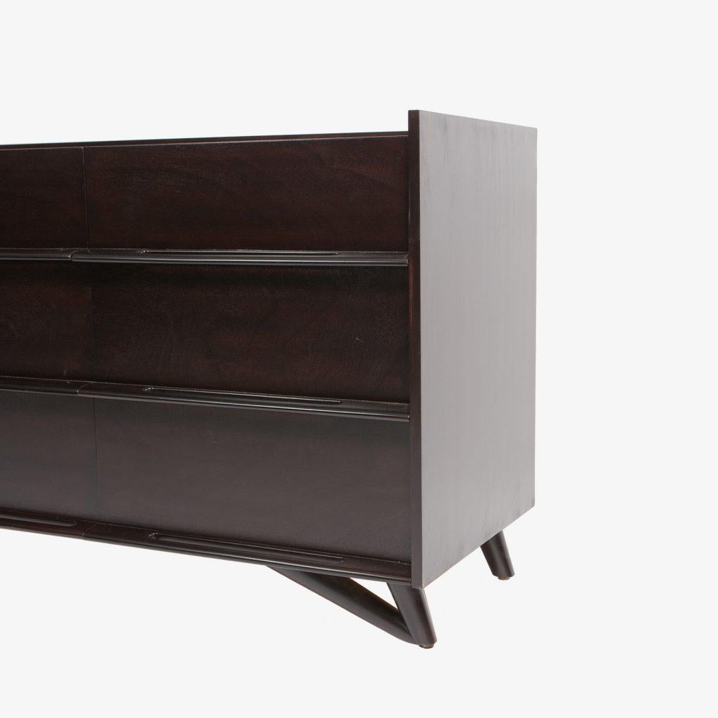 Mid-Century Modern Ebonized Three-Bay Dresser