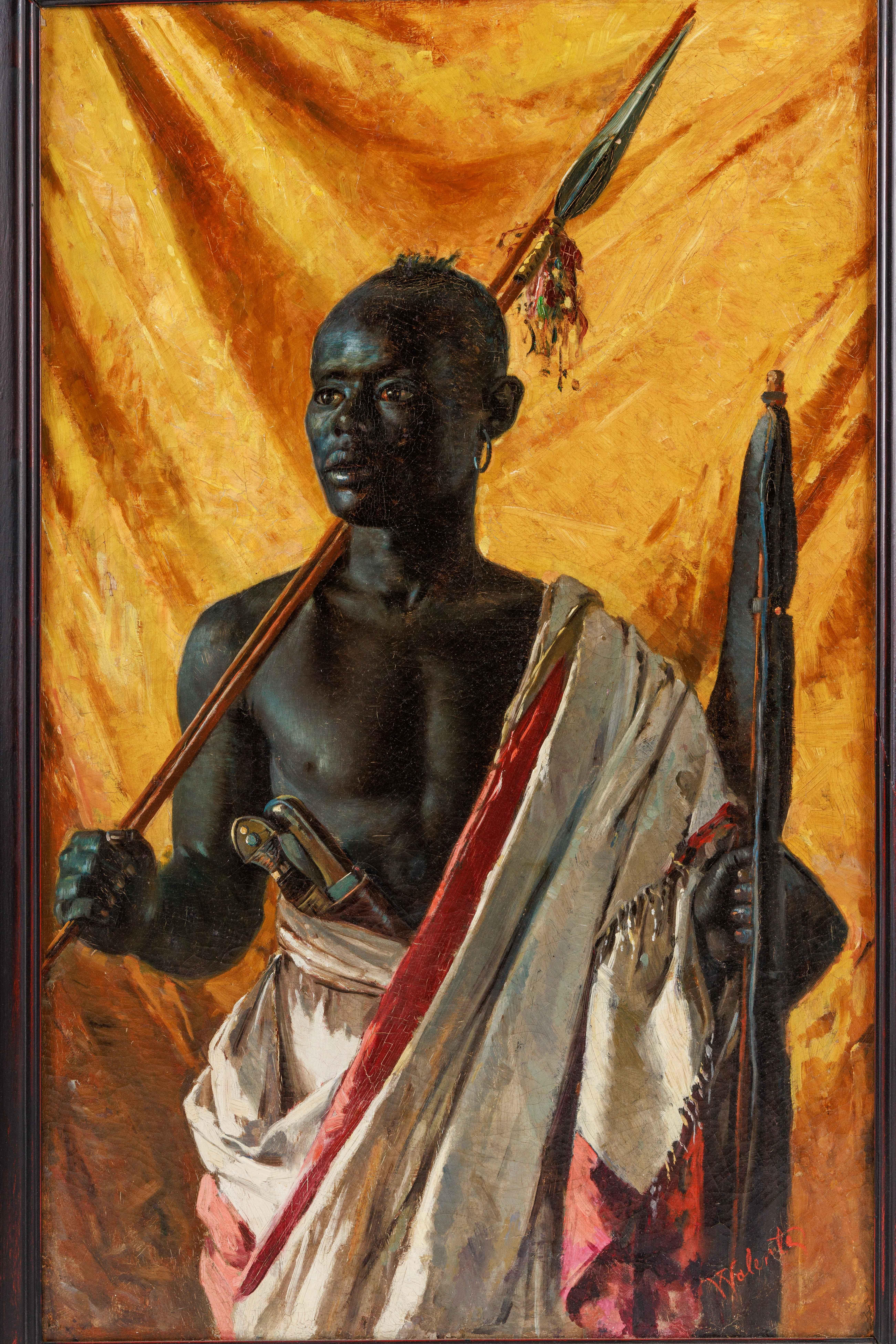 Raro ritratto orientalista di una guardia nubiana, di Edmund Walenta, XIX secolo in vendita 2
