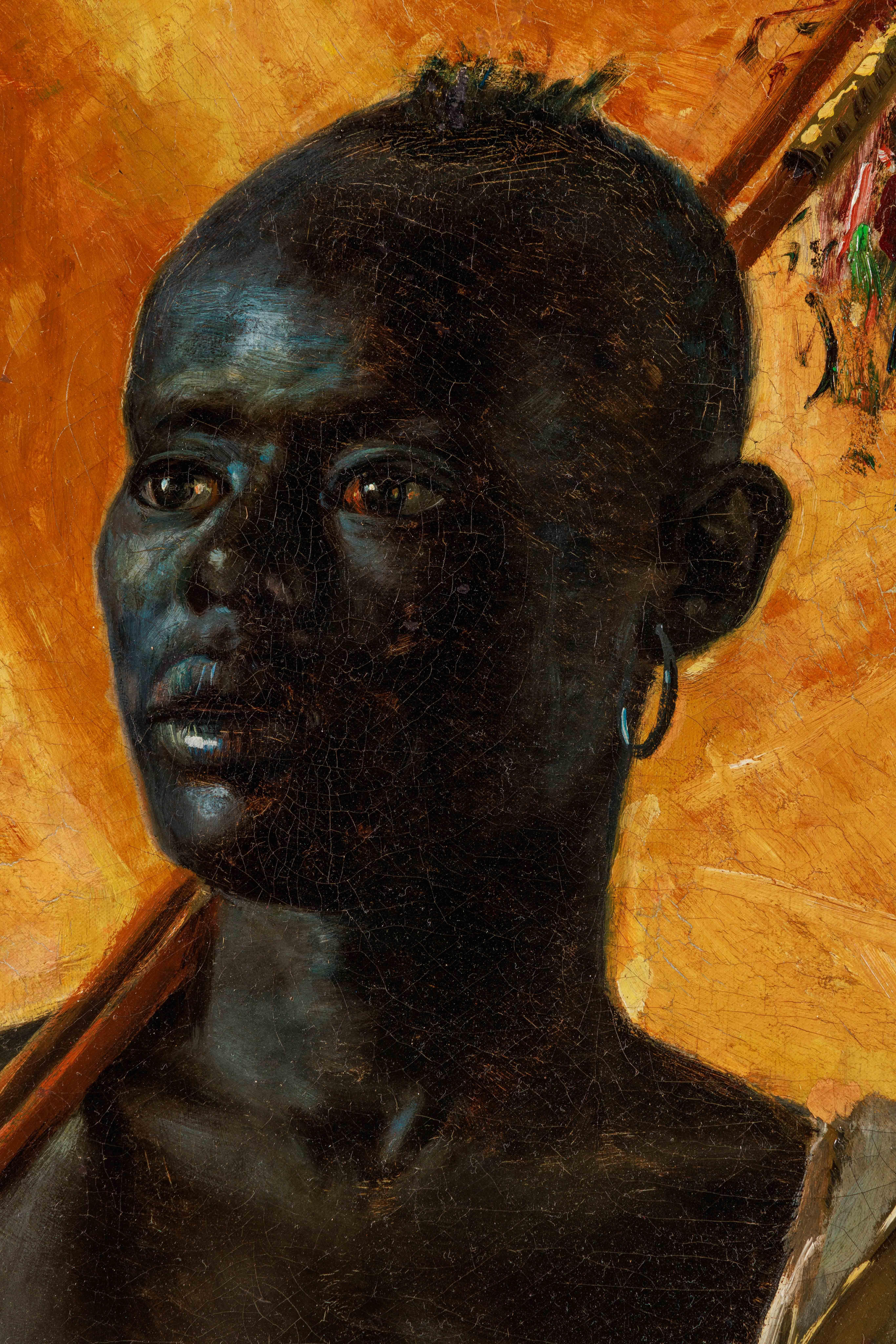 Raro ritratto orientalista di una guardia nubiana, di Edmund Walenta, XIX secolo in vendita 8
