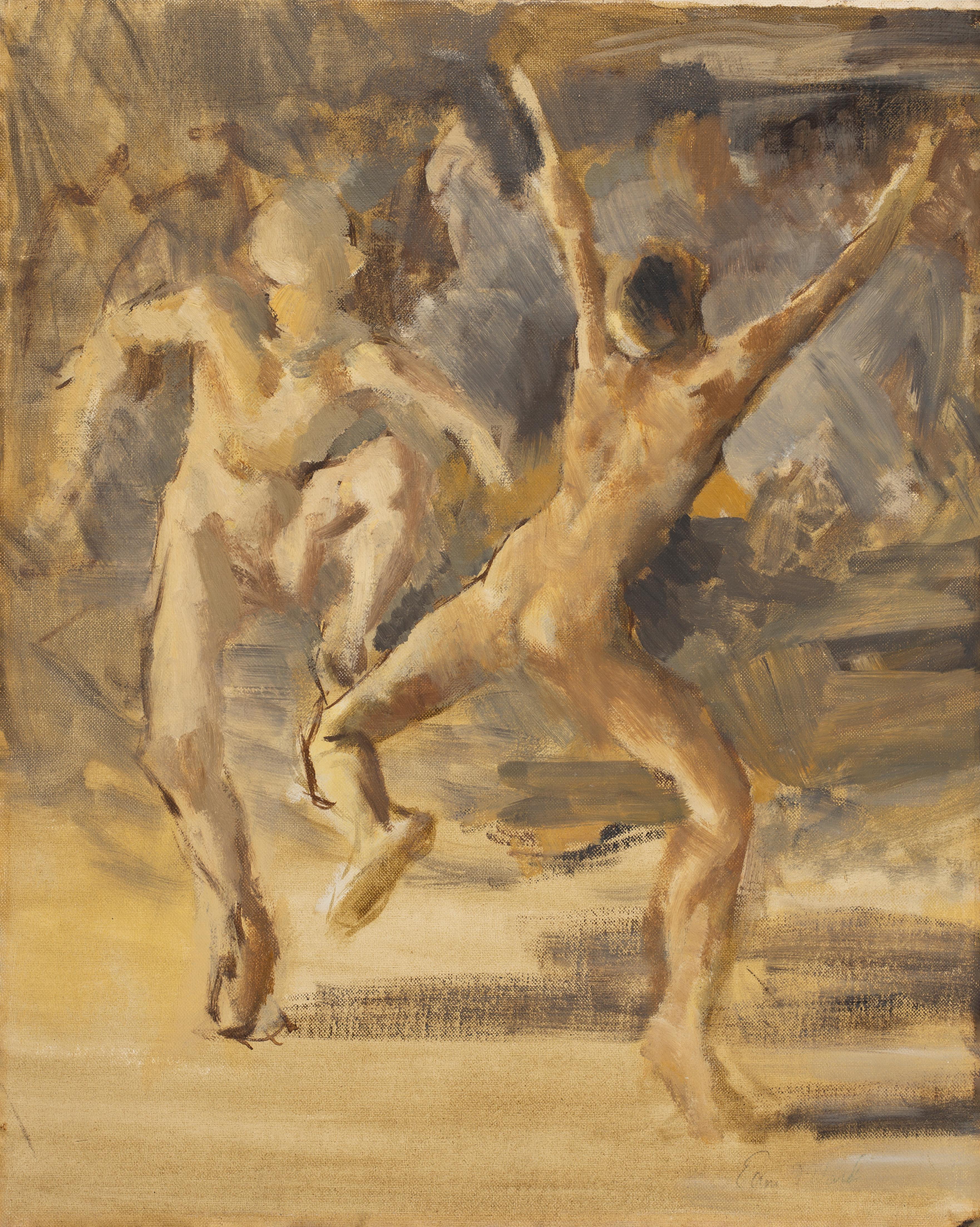 Boys Dancing - Painting by Edmund Ward