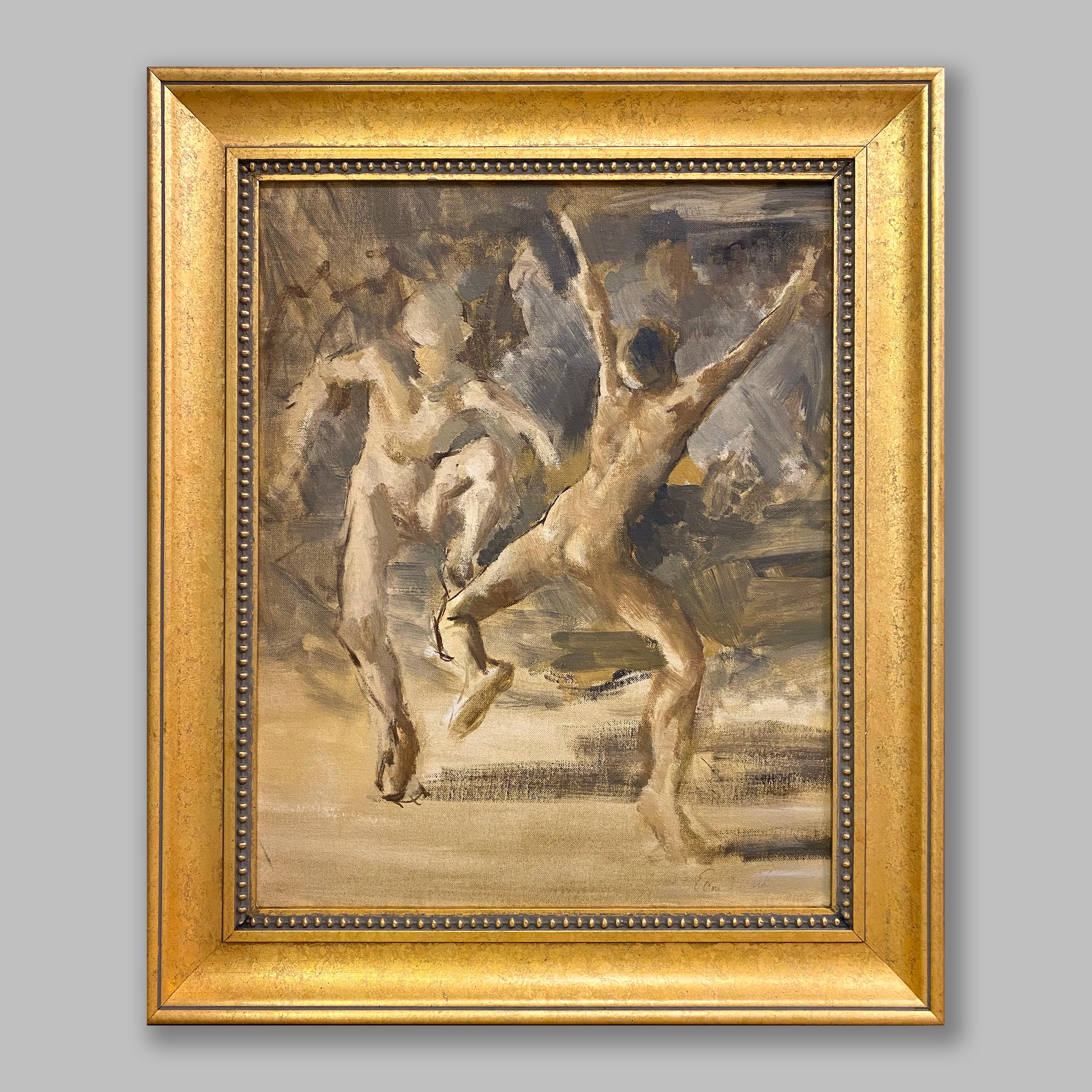 Boys Dancing - Tonalist Painting by Edmund Ward