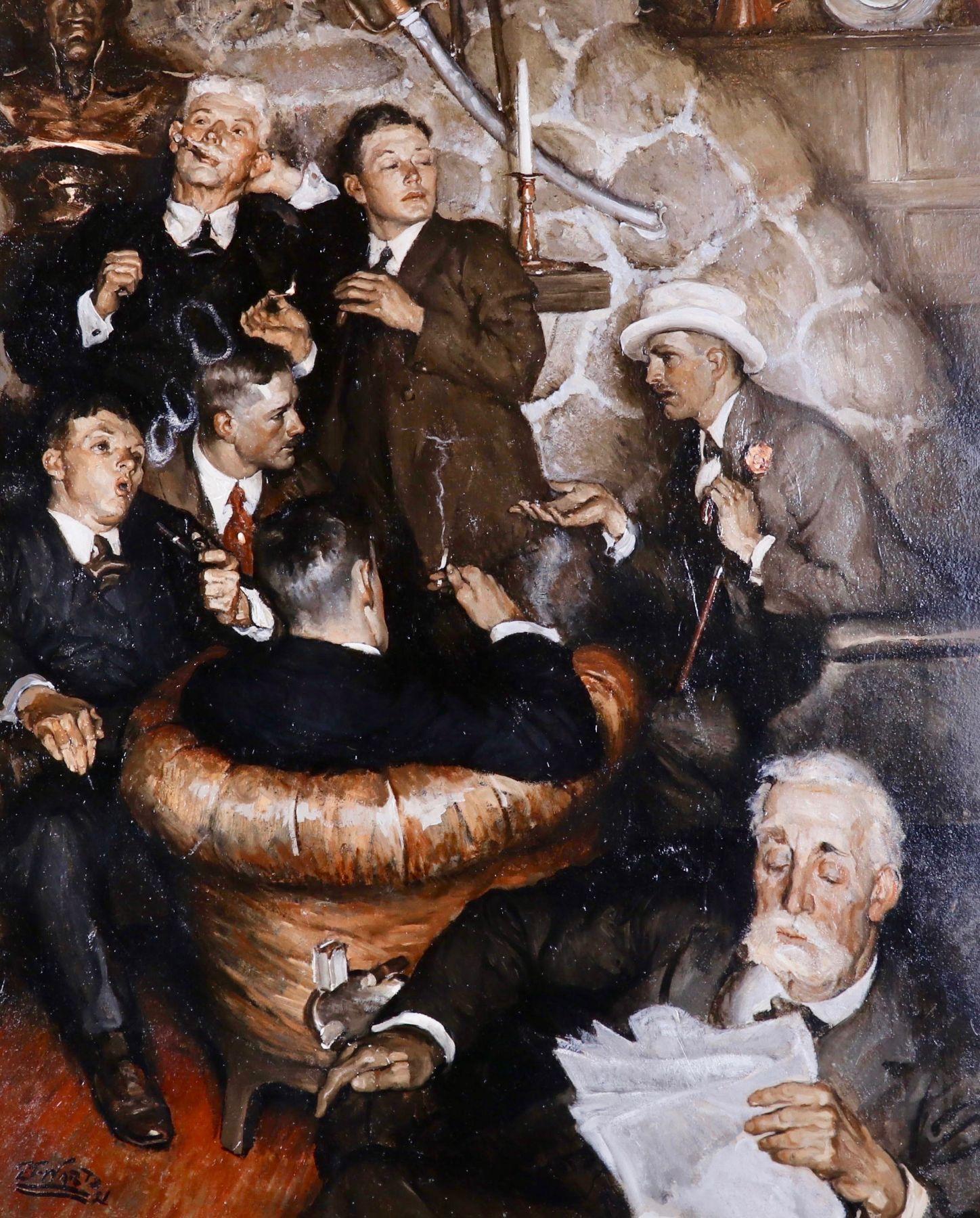 Edmund Ward Figurative Painting - Eyes of Love: Bachelor Party, Pictorial Review, October 1921