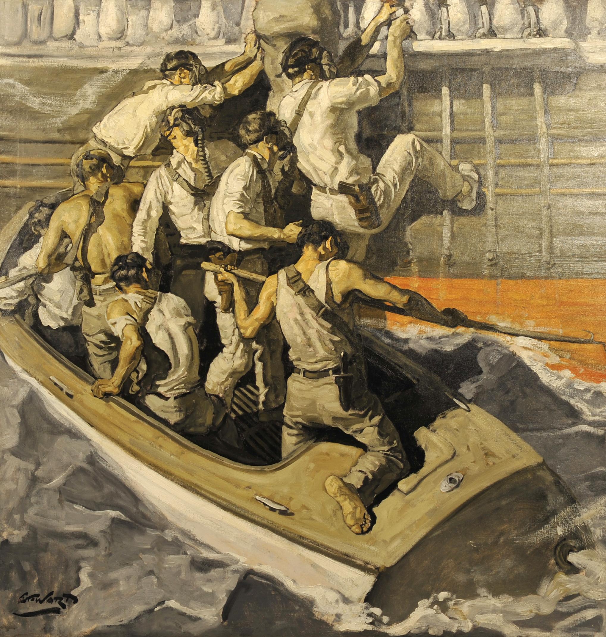 Pirates Boarding Ship - Painting by Edmund Ward