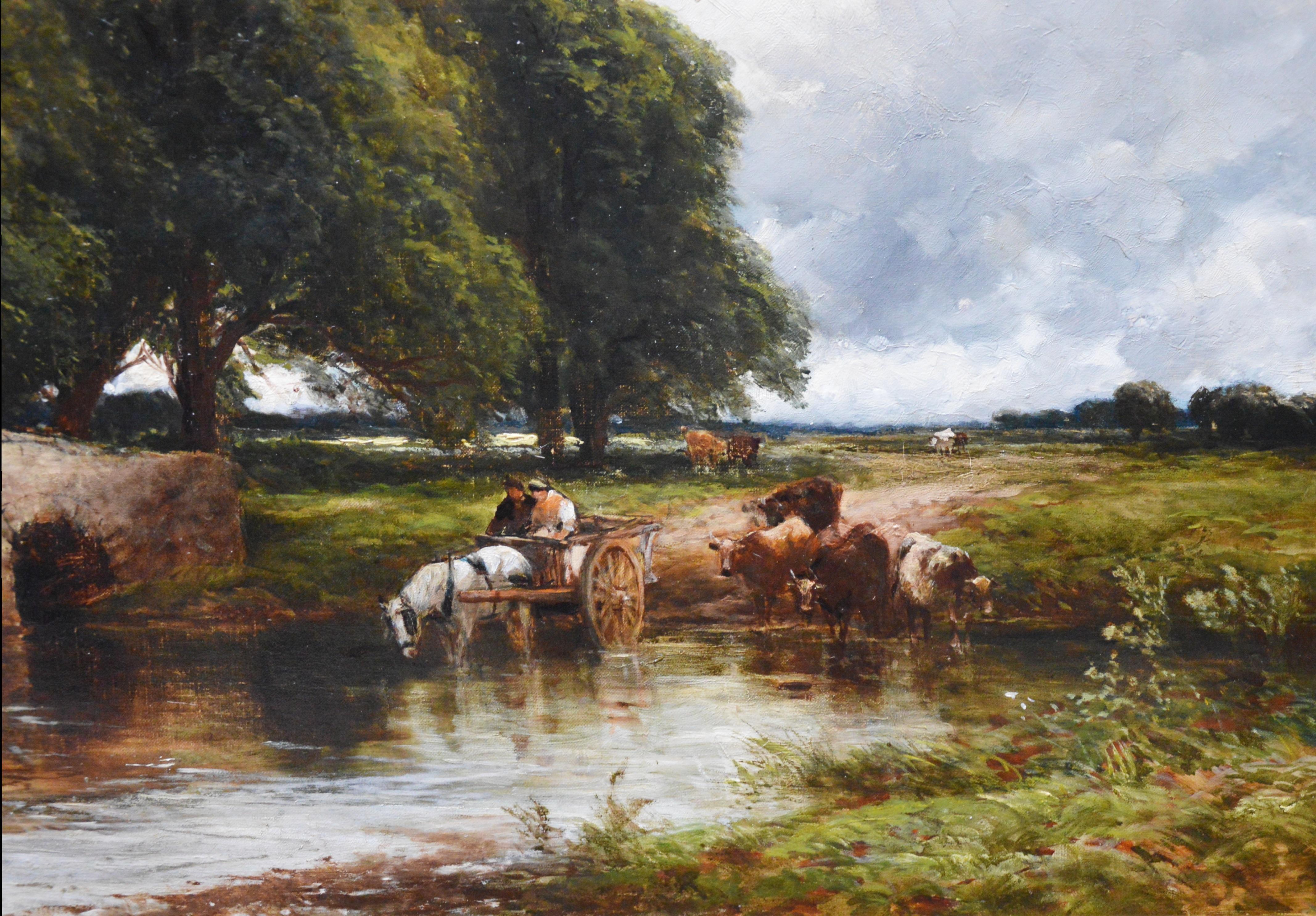 Crossing the Stour - Large 19th Century English Landscape Oil Painting   1