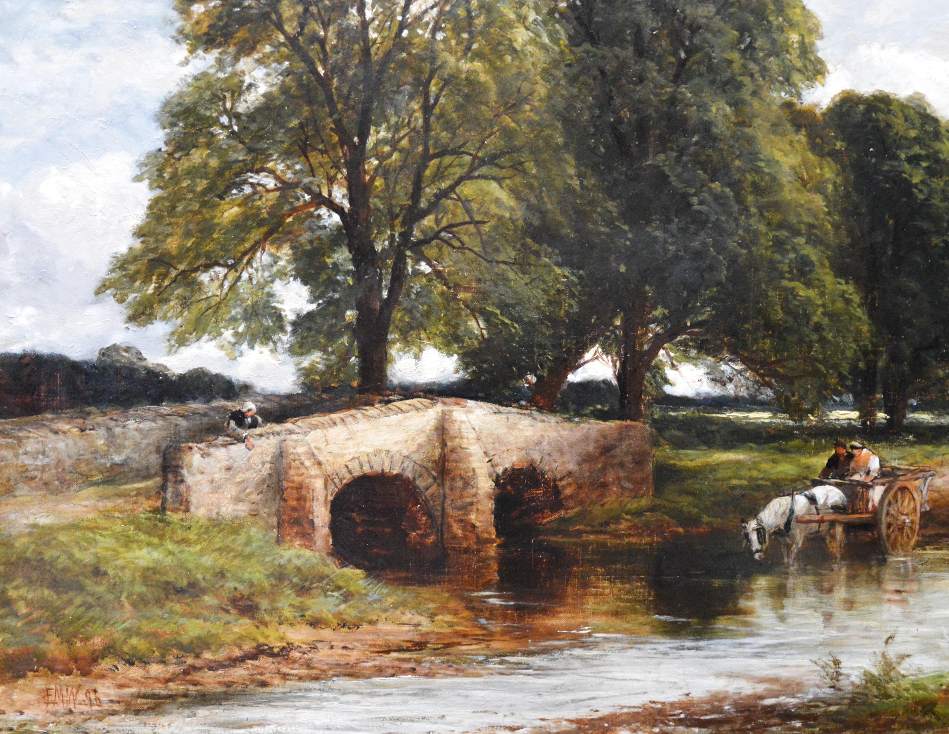 Crossing the Stour - Large 19th Century English Landscape Oil Painting   2