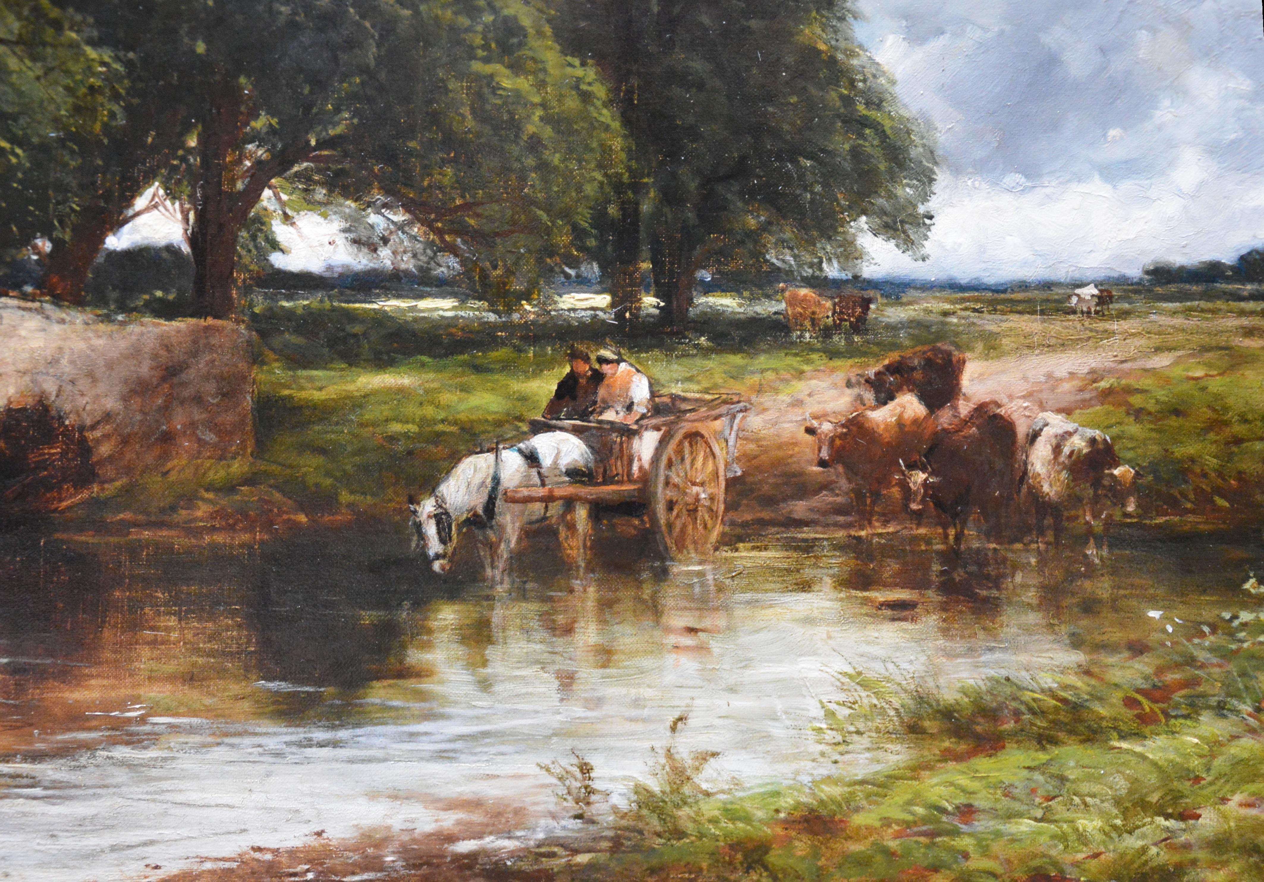 Crossing the Stour - Large 19th Century English Landscape Oil Painting   5