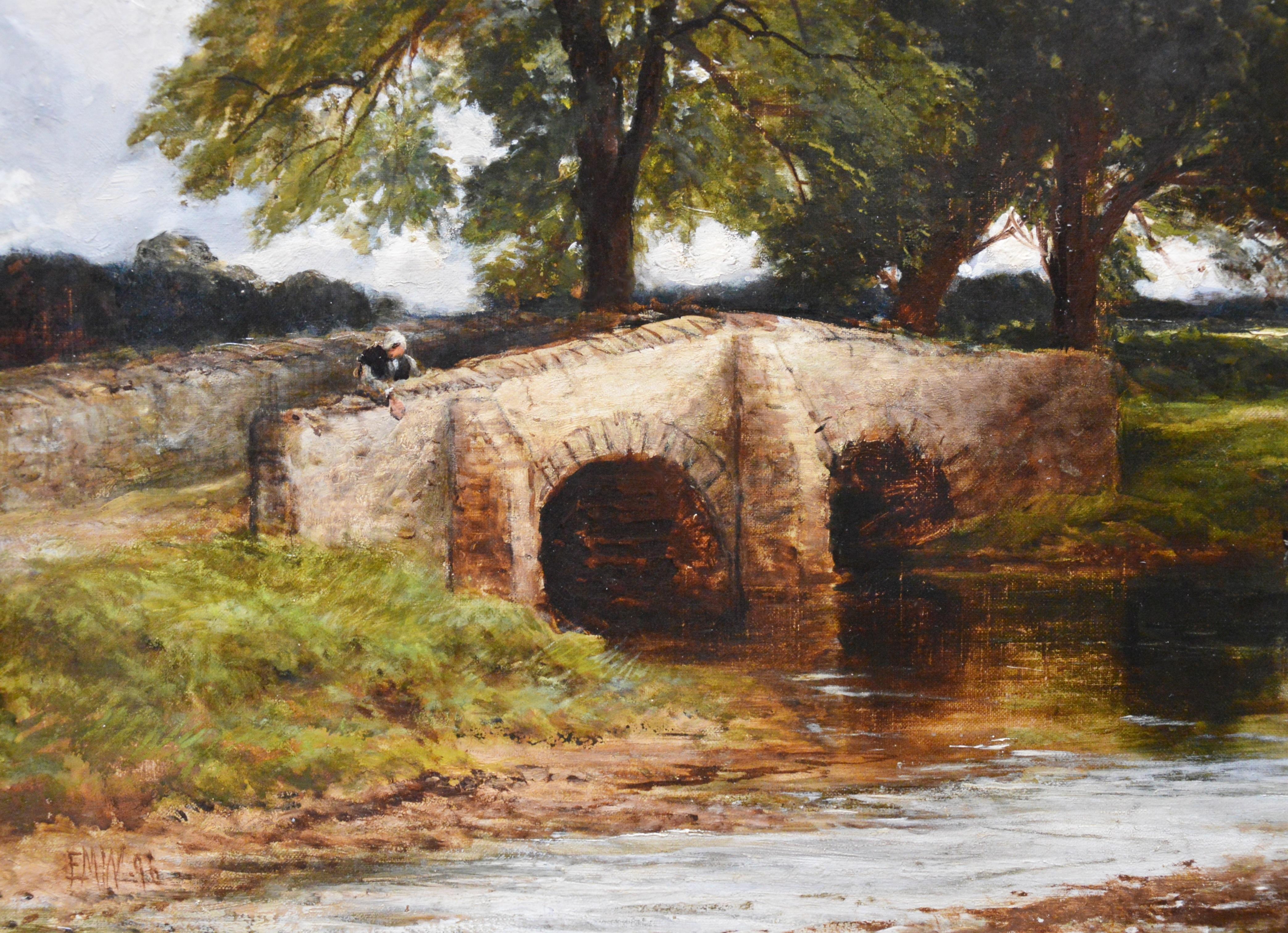 Crossing the Stour - Large 19th Century English Landscape Oil Painting   6