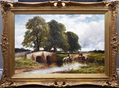 Crossing the Stour - Large 19th Century English Landscape Oil Painting  
