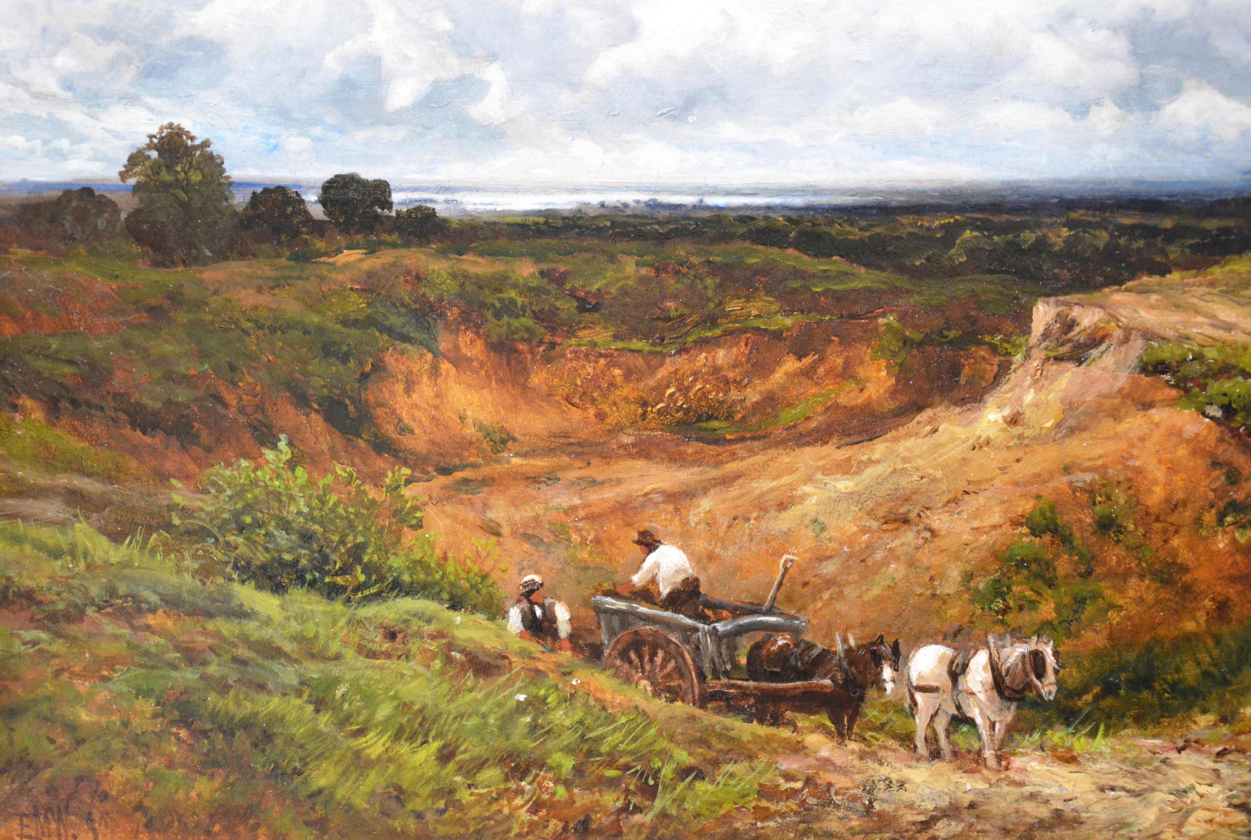 A West Sussex Post Mill - Large 19th Century English Landscape Oil Painting - Brown Landscape Painting by Edmund Wimperis