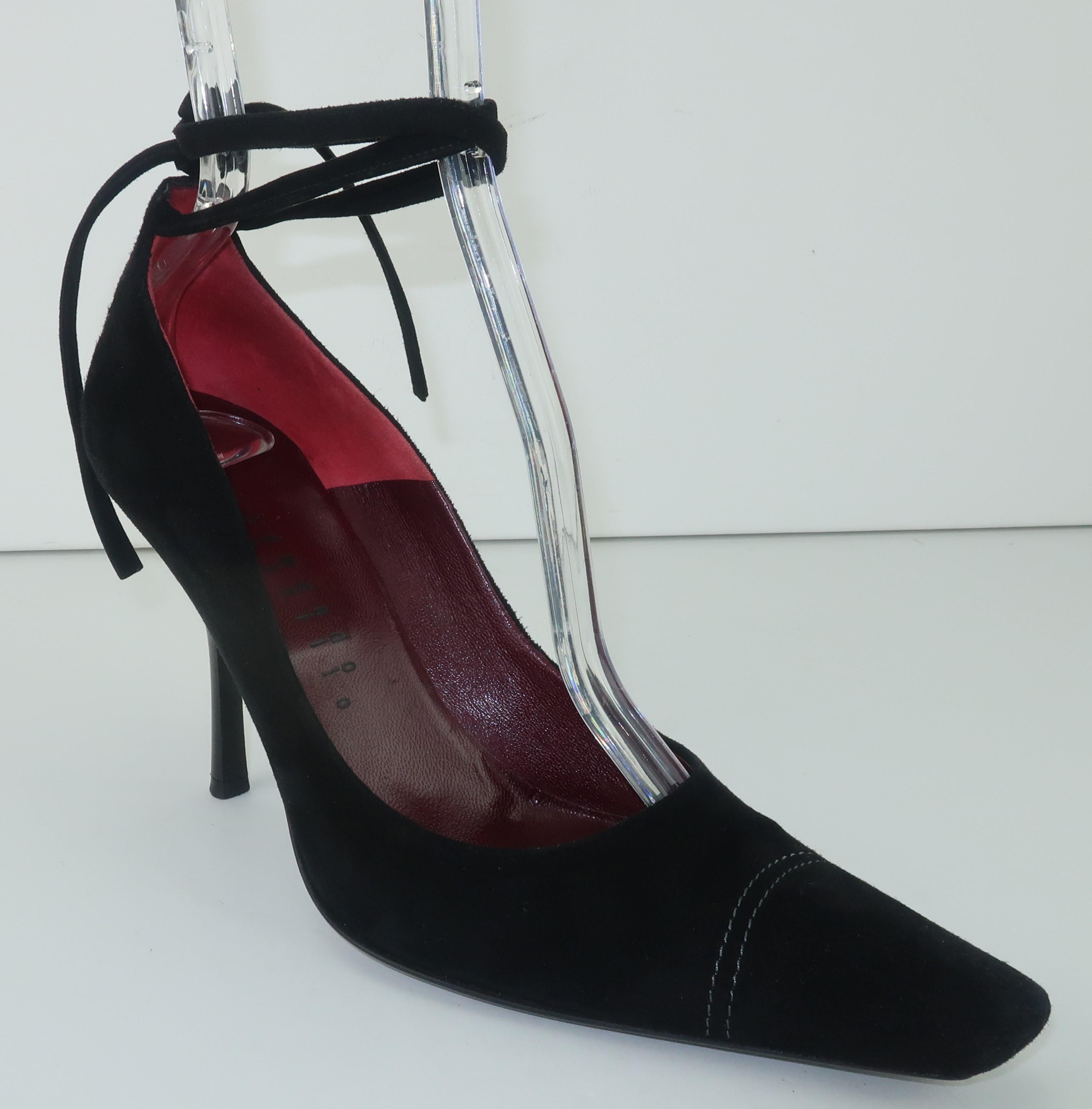 Edmundo Castillo Black Suede Ankle Tie Shoes Sz 7 1/2 B 1