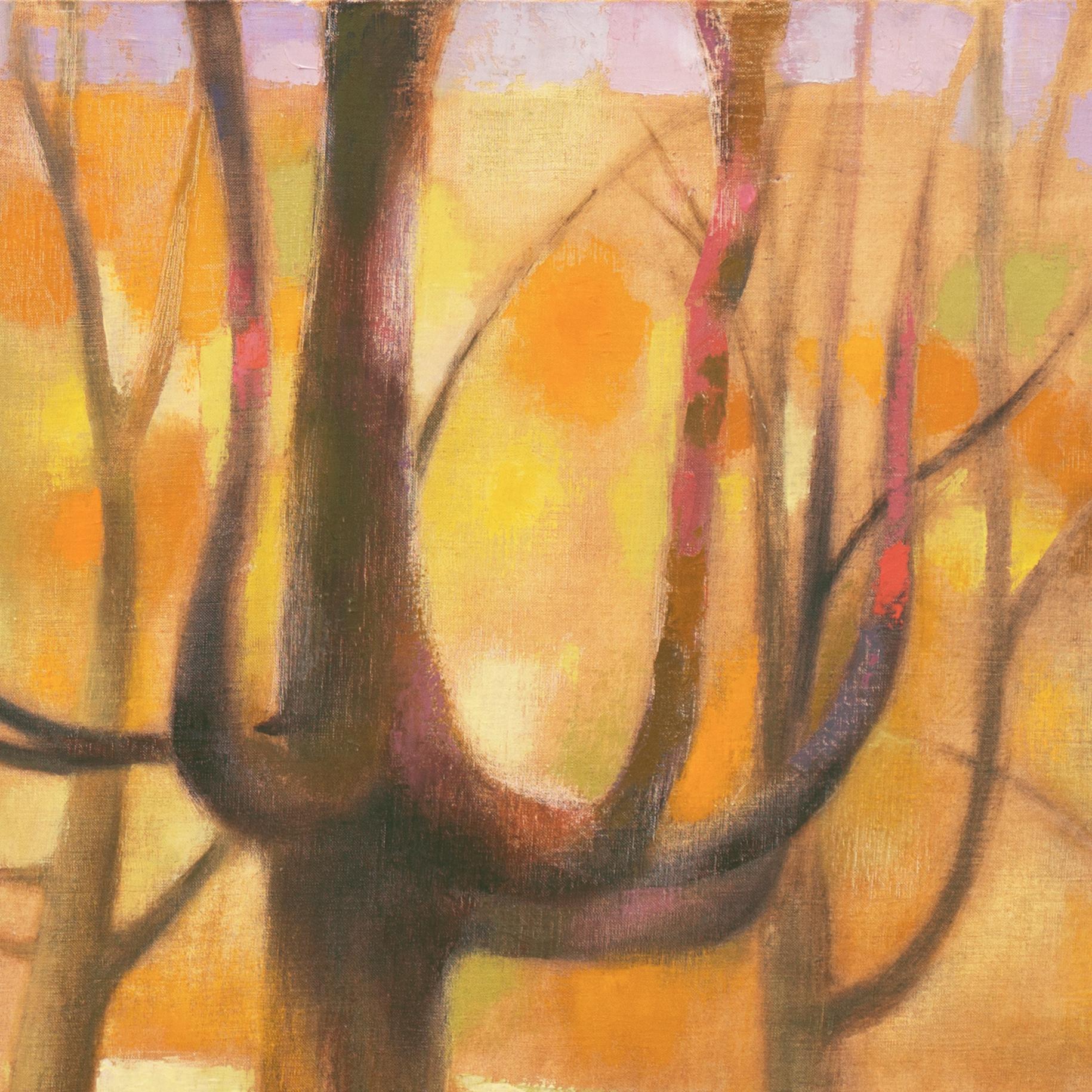 „Bäume bei Sonnenuntergang“, großes Ölgemälde, Philadelphia Museum, Yale, PAFA Op-Ed Frau Künstlerin, PAFA (Orange), Landscape Painting, von Edna Andrade