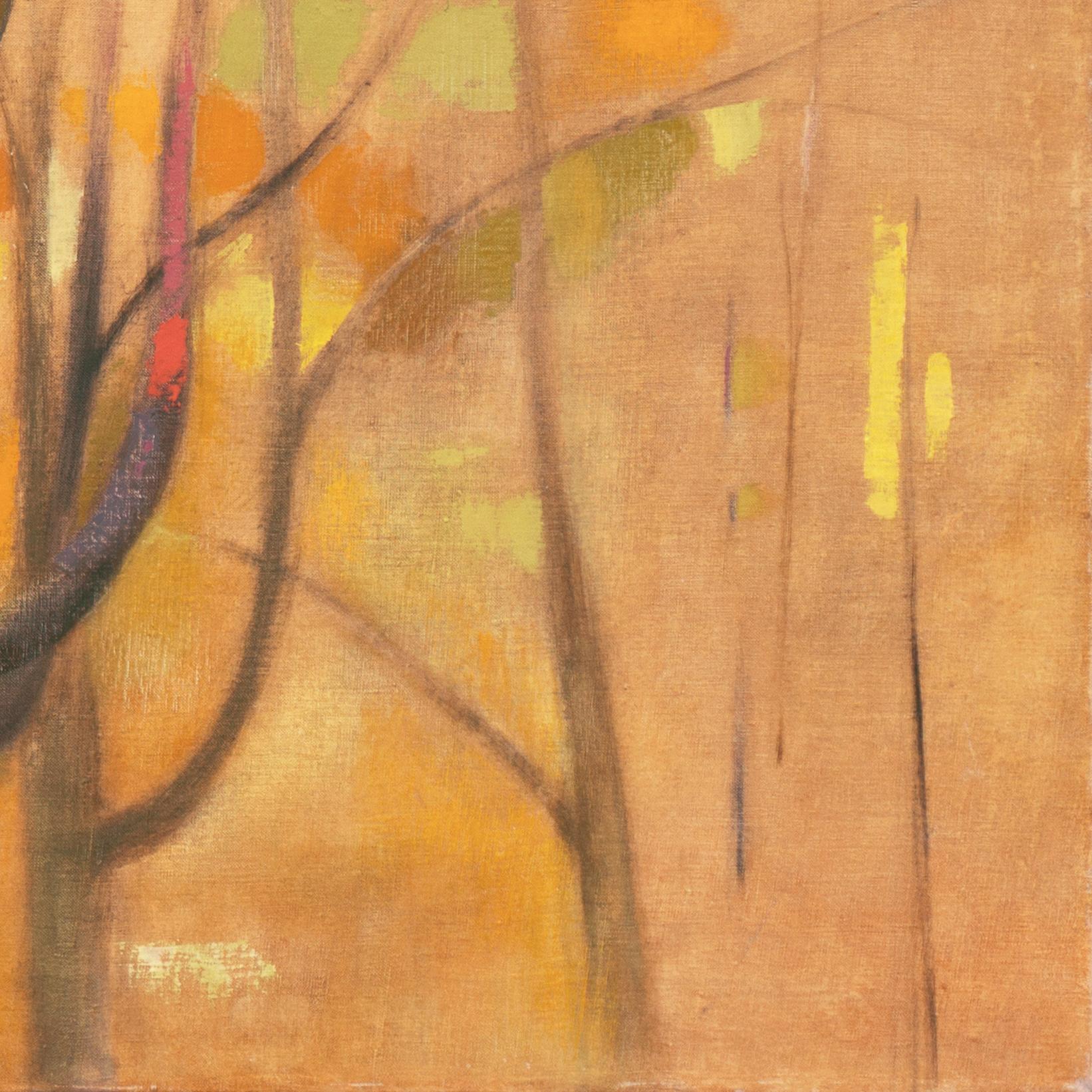  Trees at Sunset  (Trees at Sunset), grande huile, muse de Philadelphie, Yale, artiste d'op-Ed du PAFA - Orange Landscape Painting par Edna Andrade