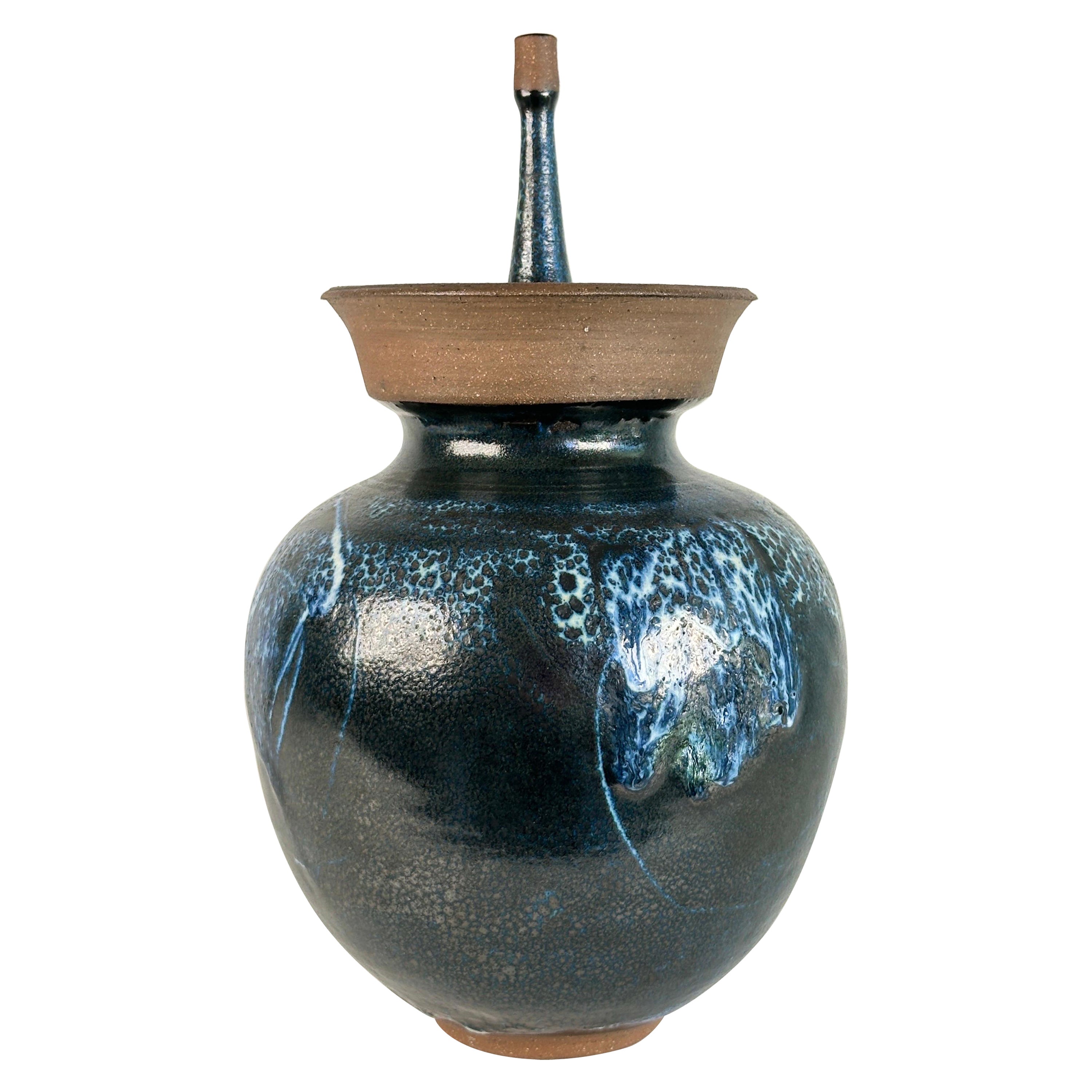 Edna Arnow Lidded Stoneware Pottery Vessel