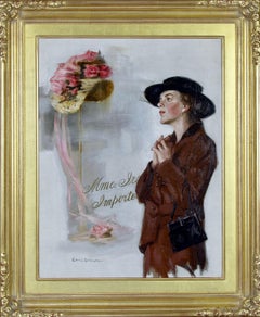 Bonnet de printemps - Femme admirant le chapeau, couverture originale pour le Saturday Evening Post