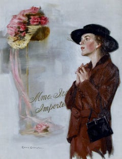 Spring Bonnet - Woman Admiring Hat, Original Cover for The Saturday Evening Post