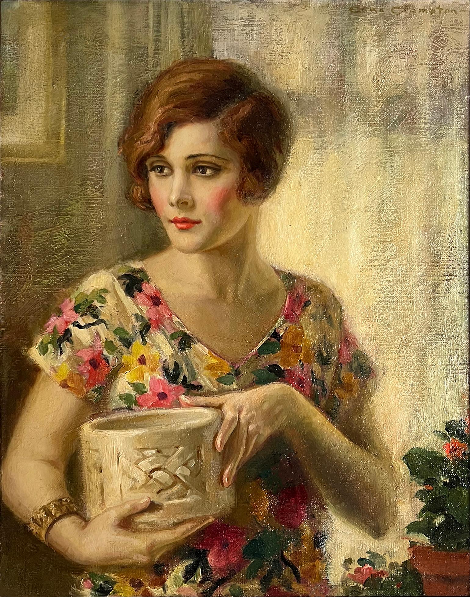 Writer Fannie Hurst in a Floral Pattern Dress Bathed in Warm Light