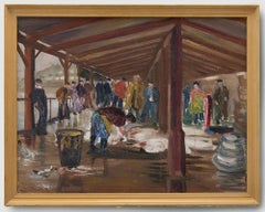 Edna D. Bridge (1900-1982) - 20th Century Oil, At The Fish Market