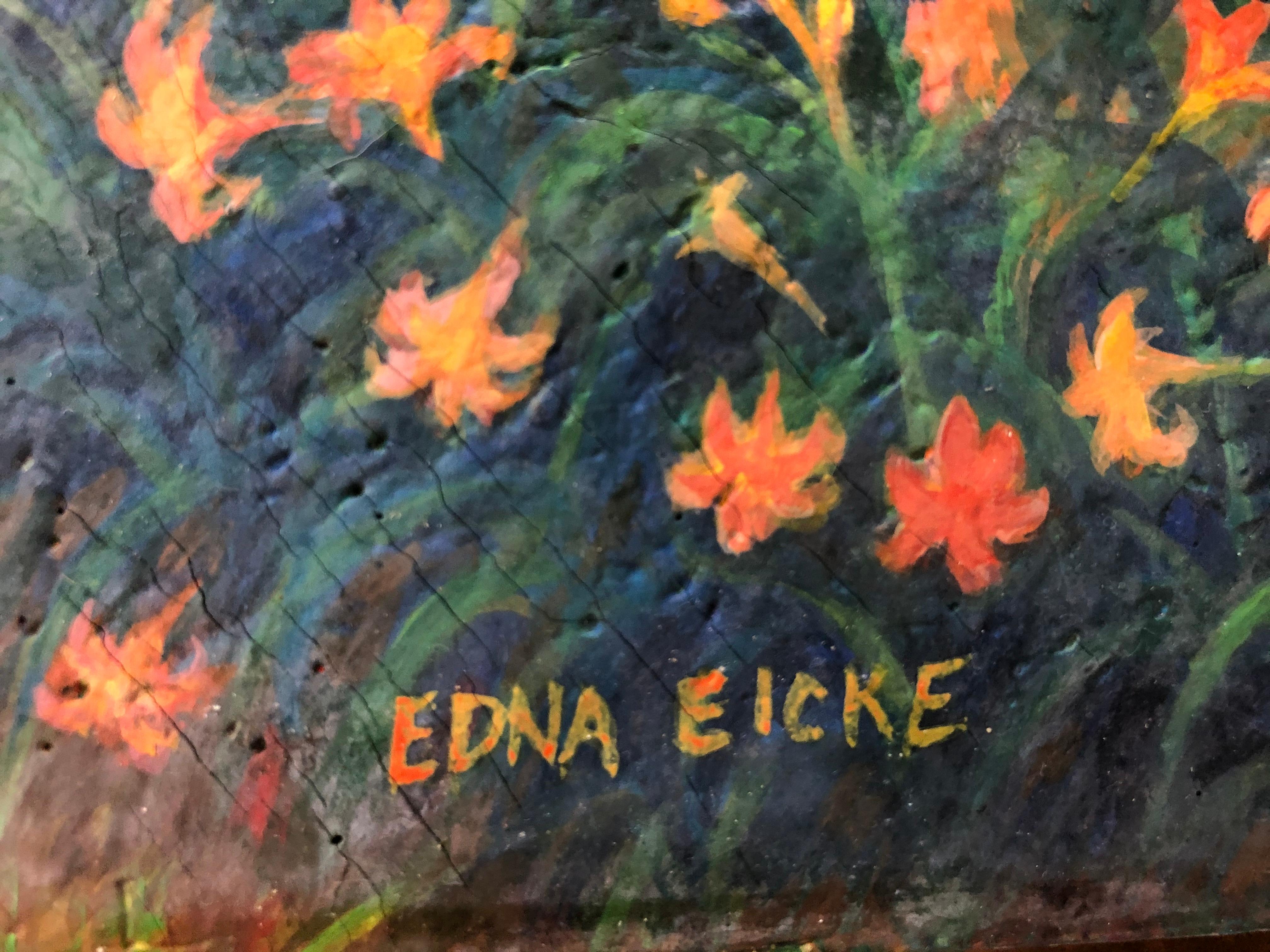 Edna Eicke: 1919-1979. Well listed American artist best known for her fabulous New Yorker magazine covers. From 1946-1961 she painted 51 New Yorker covers mostly focused on scenes of childhood such as this gem. This is most likely a tempera and or