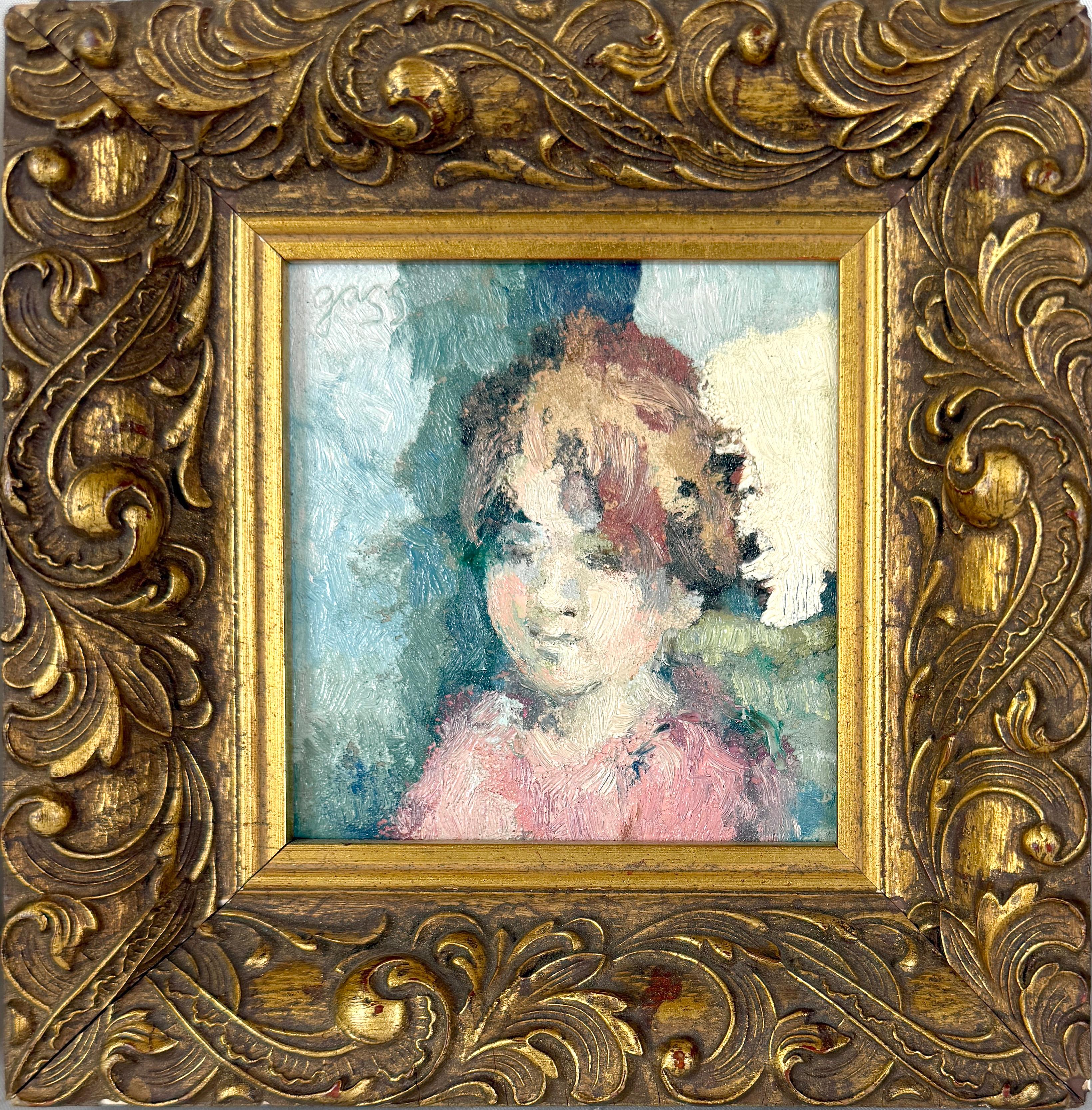 "Enfant" Retrato de una niña New Hope Pennsylvania Artista Edna Gass