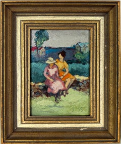 Sitzende Frauen im Garten "Femmos Restant" New Hope Pennsylvania Künstlerin Edna Gass