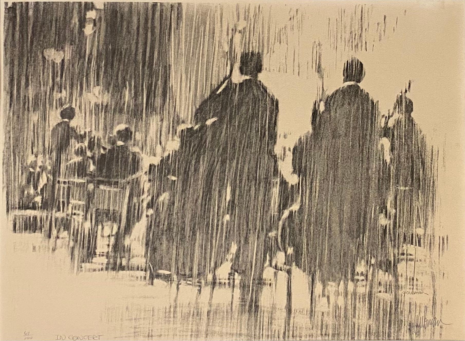 Eine wunderbare musikalische Themenlithographie und dekoratives Kunstwerk mit dem Titel 
