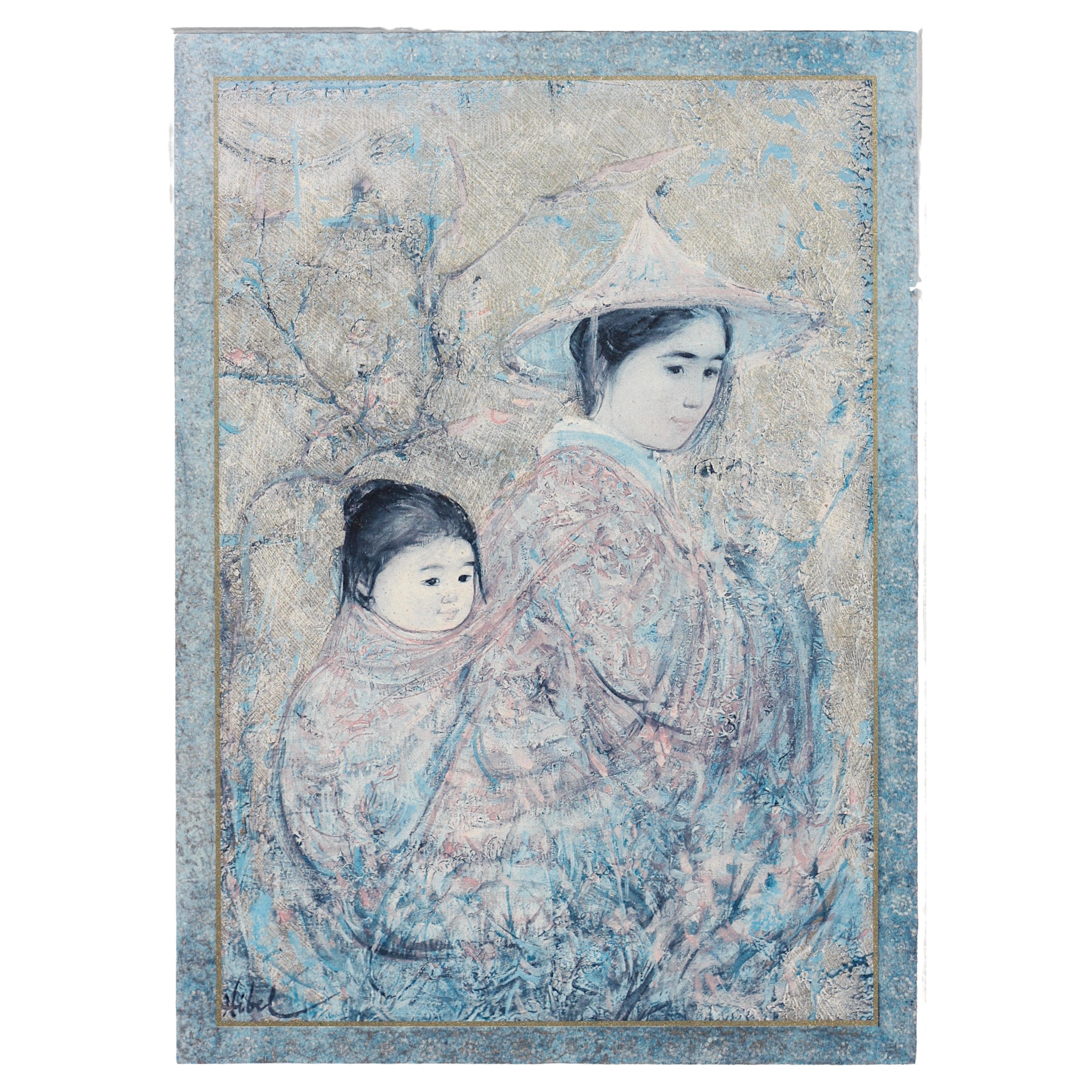 Edna Hibel, (American, 1917-2014) Japanese Mother and Baby For Sale