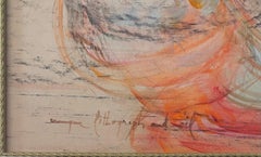 Lithographie en couleur et ornementation à l'huile de la mère et des enfants d'Edna Hibel