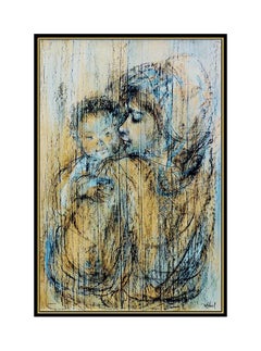 Edna Hibel OIL PAINTING ON Board Large Original Authentic Signed Portrait Art