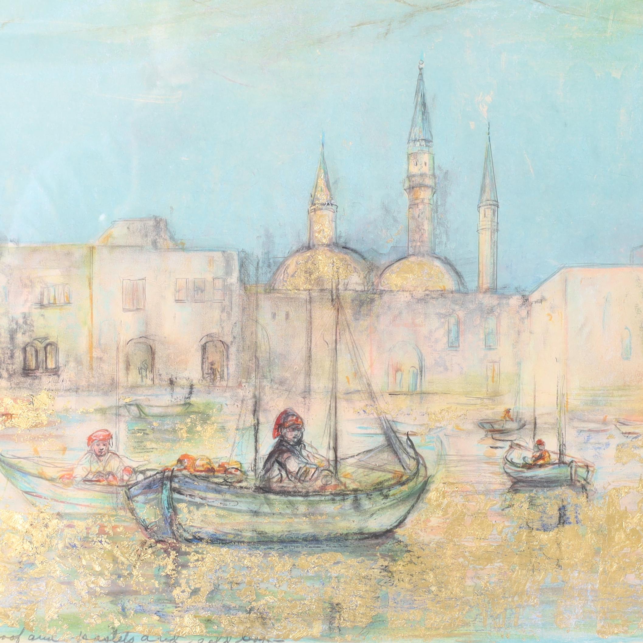 Edna Hibel Litografía mejorada de Venecia en venta 1