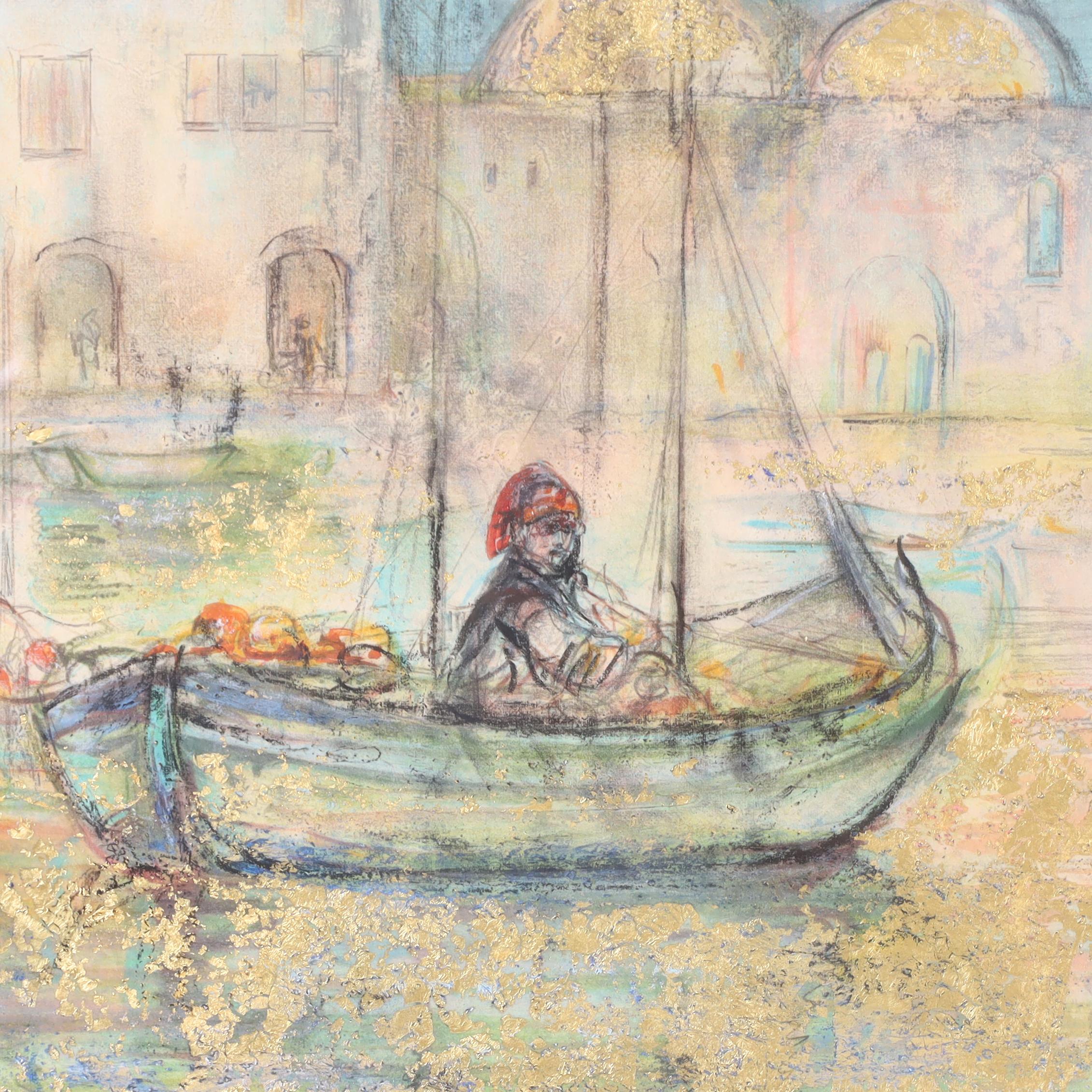 Edna Hibel Litografía mejorada de Venecia en venta 3