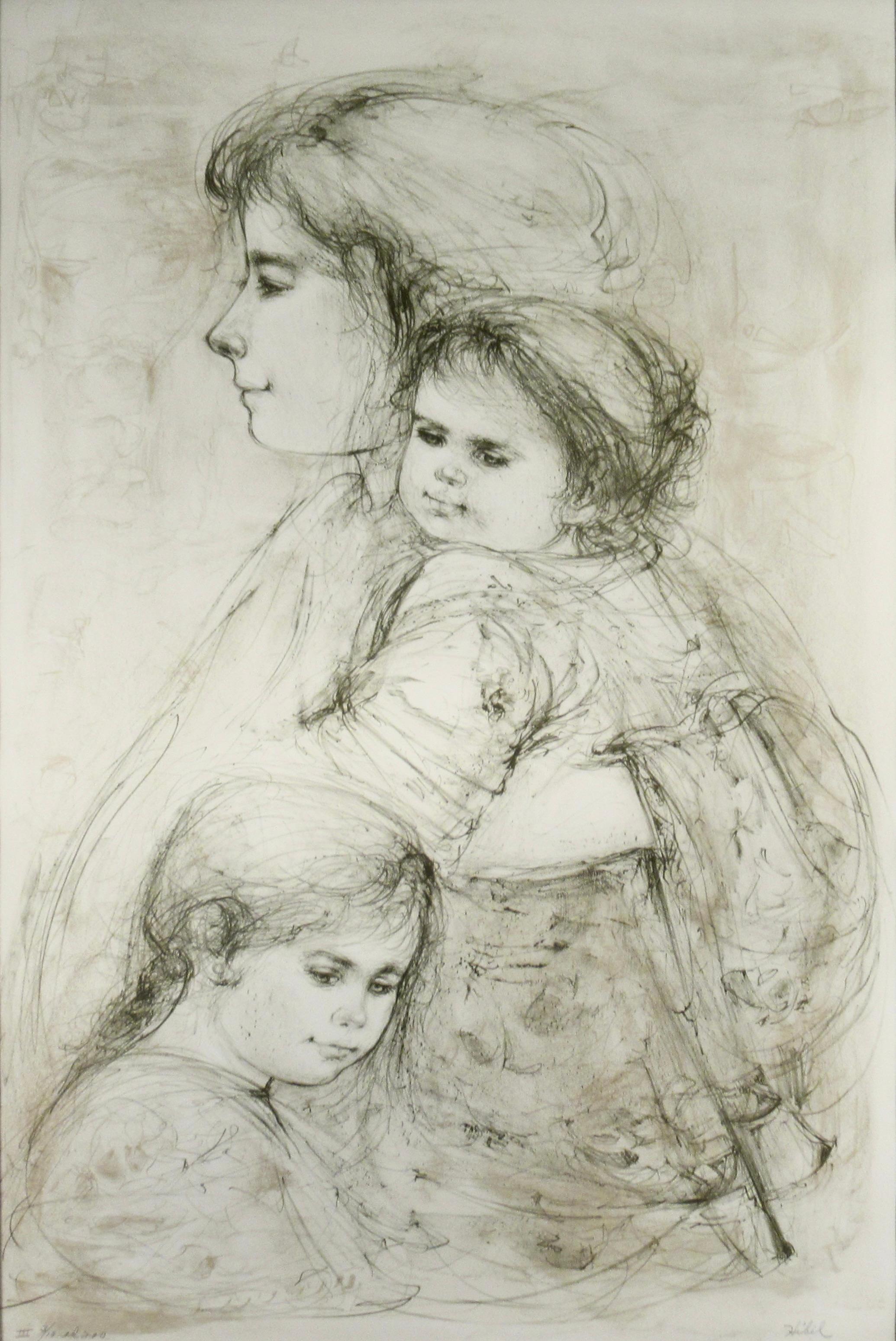 Mother and Children - Print by Edna Hibel