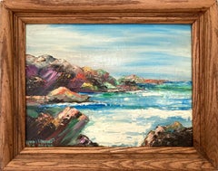 Vintage "Costal Landscape Scene" Post-Impressionist Oil Paint on Canvas of Coast