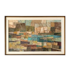 Mid Century Modernist Oil on Canvas by Edna Lewis, 