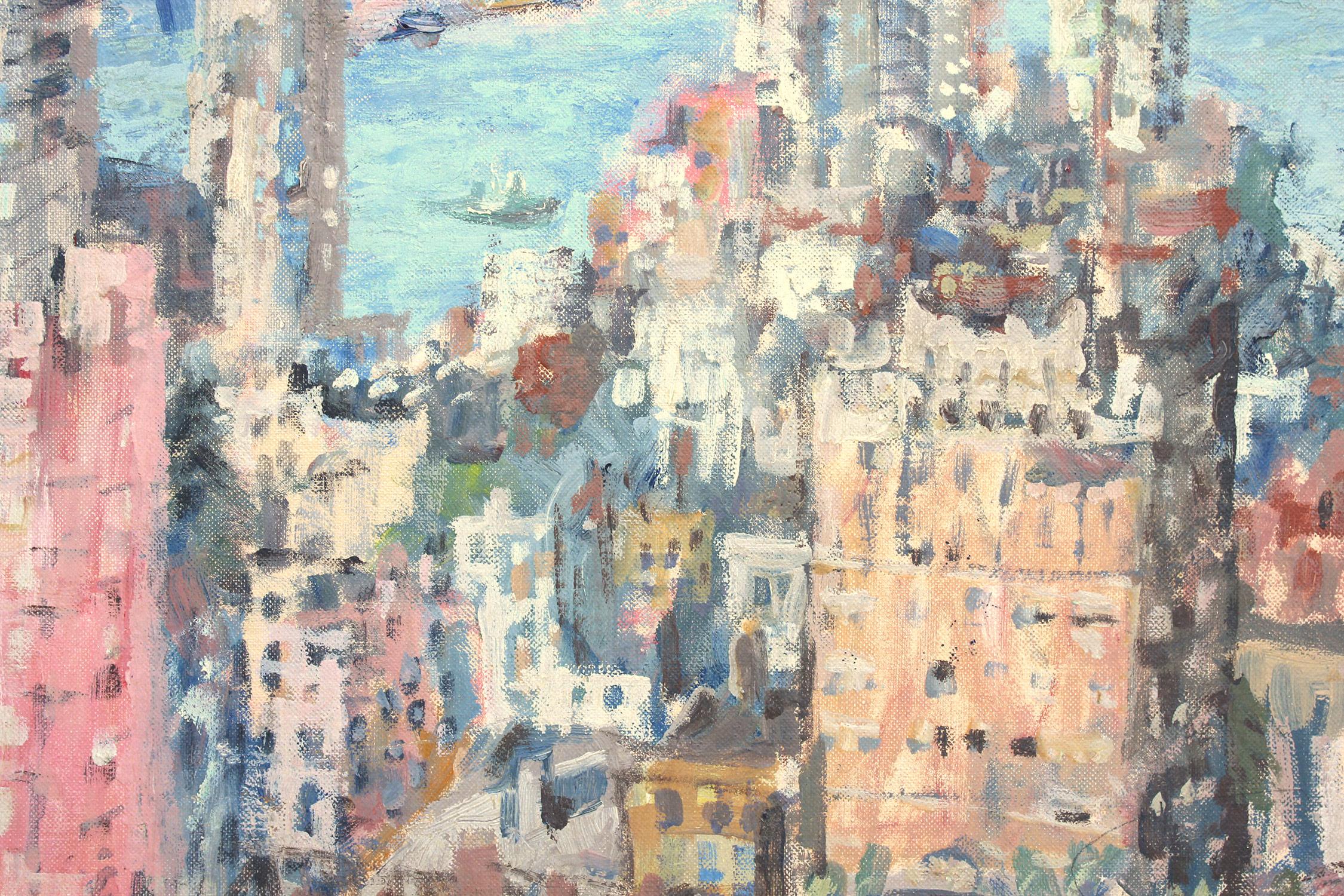 Peinture à l'huile sur panneau - paysage impressionniste abstrait de la baie de San Francisco en vente 7
