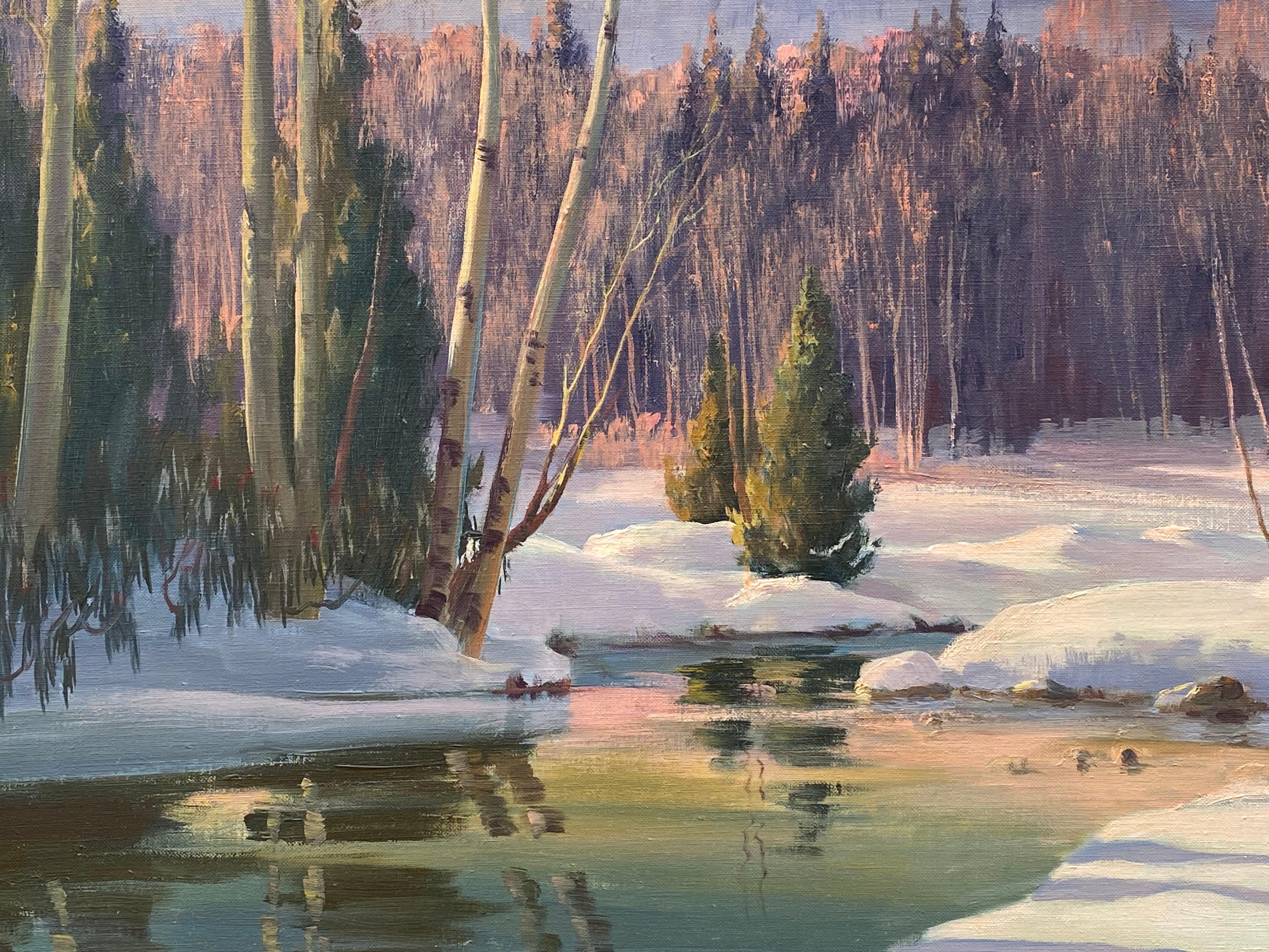 “Winter’s Hills and Streams” - Post-Impressionist Painting by Edna Palmer Engelhardt