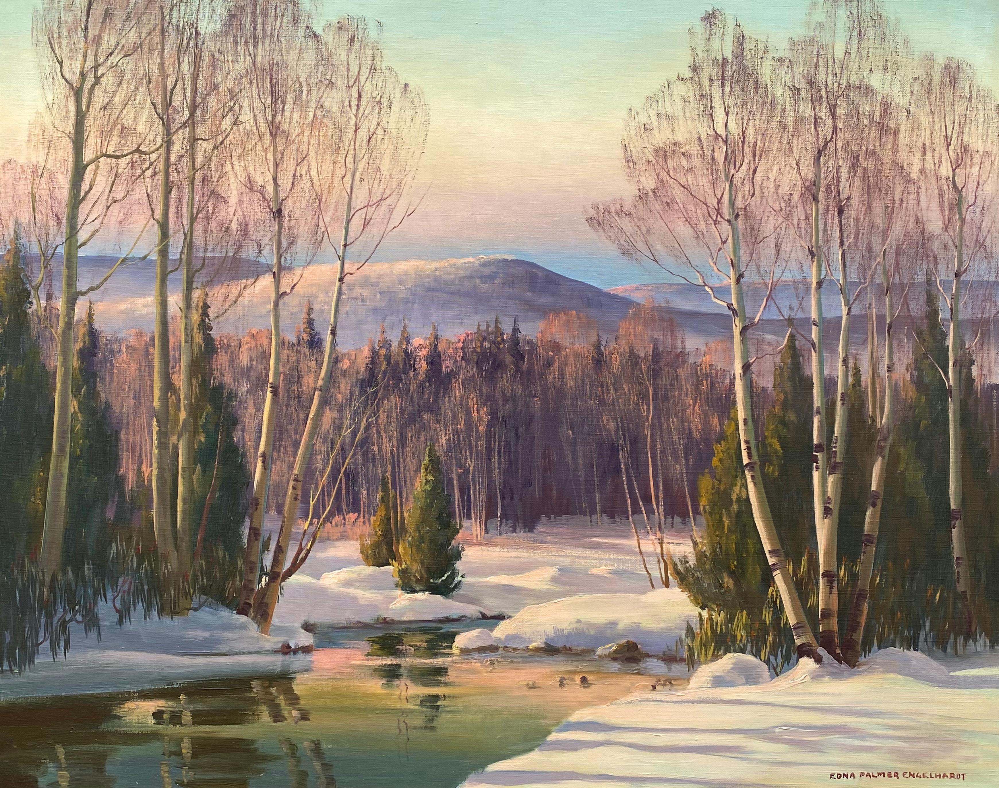 Edna Palmer Engelhardt Landscape Painting - “Winter’s Hills and Streams”