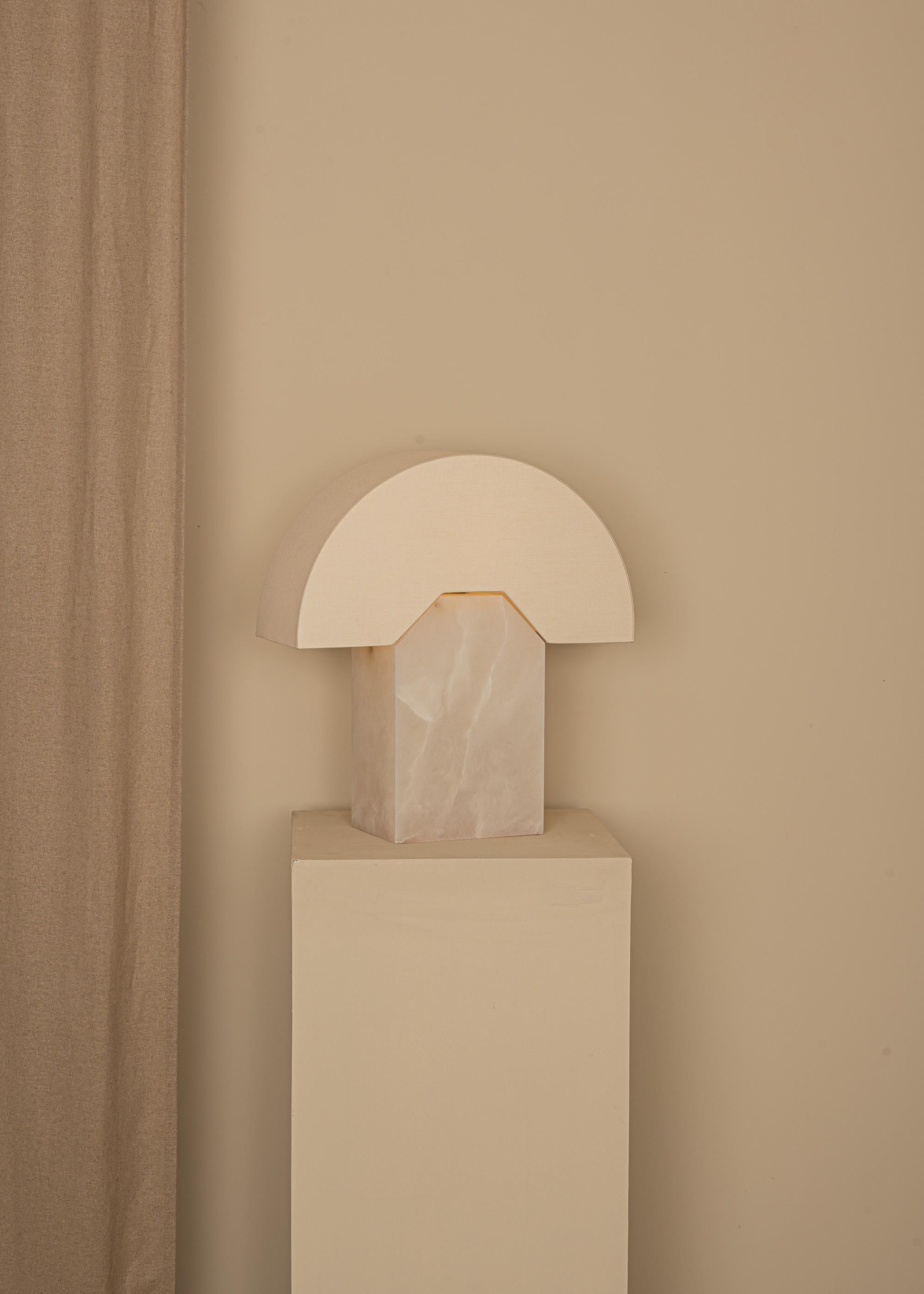 Minimalist Edna Table Lamp in White Alabaster For Sale