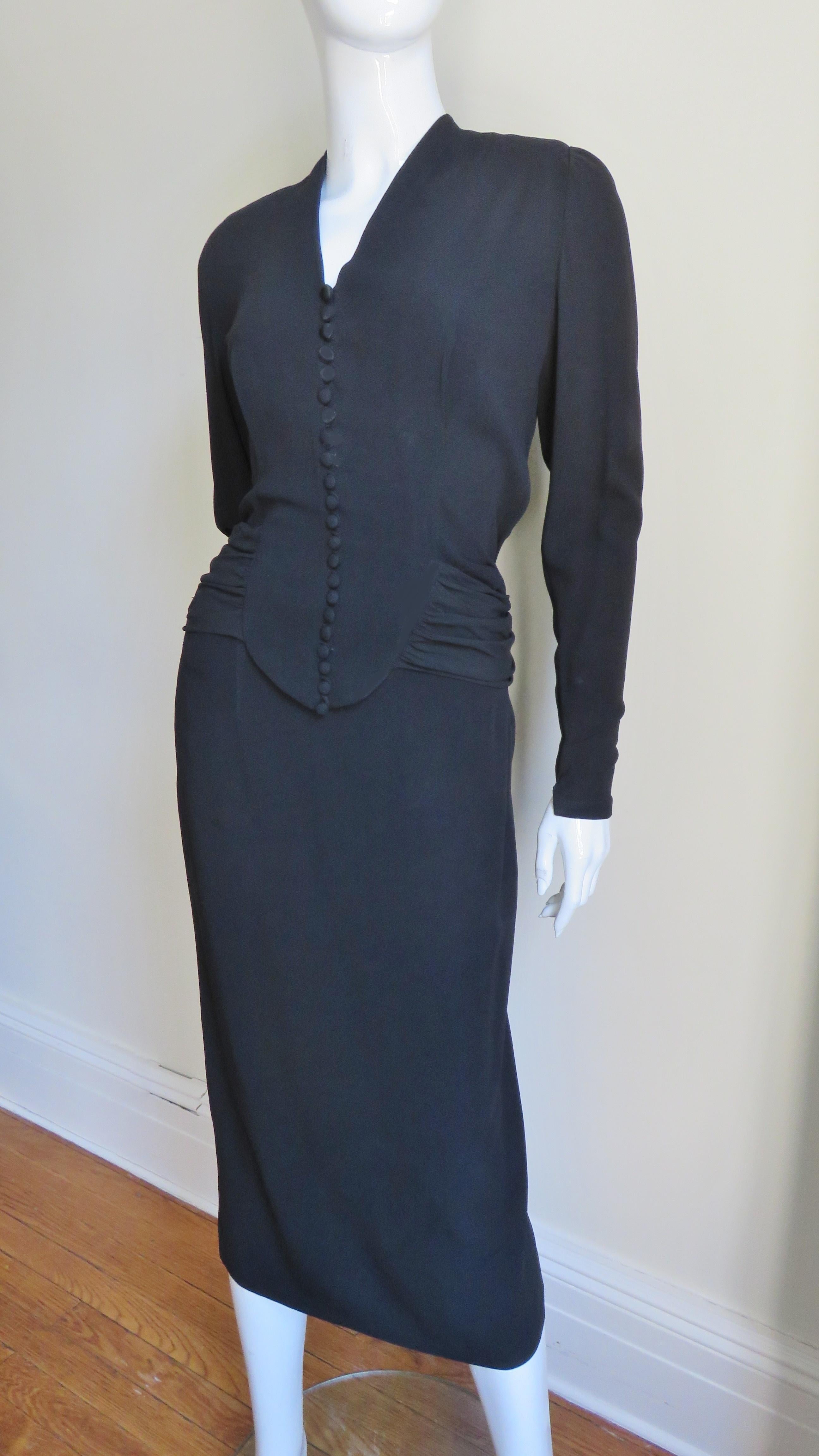 Women's Edna Vilm Top with Waterfall Back and Skirt 1940s For Sale