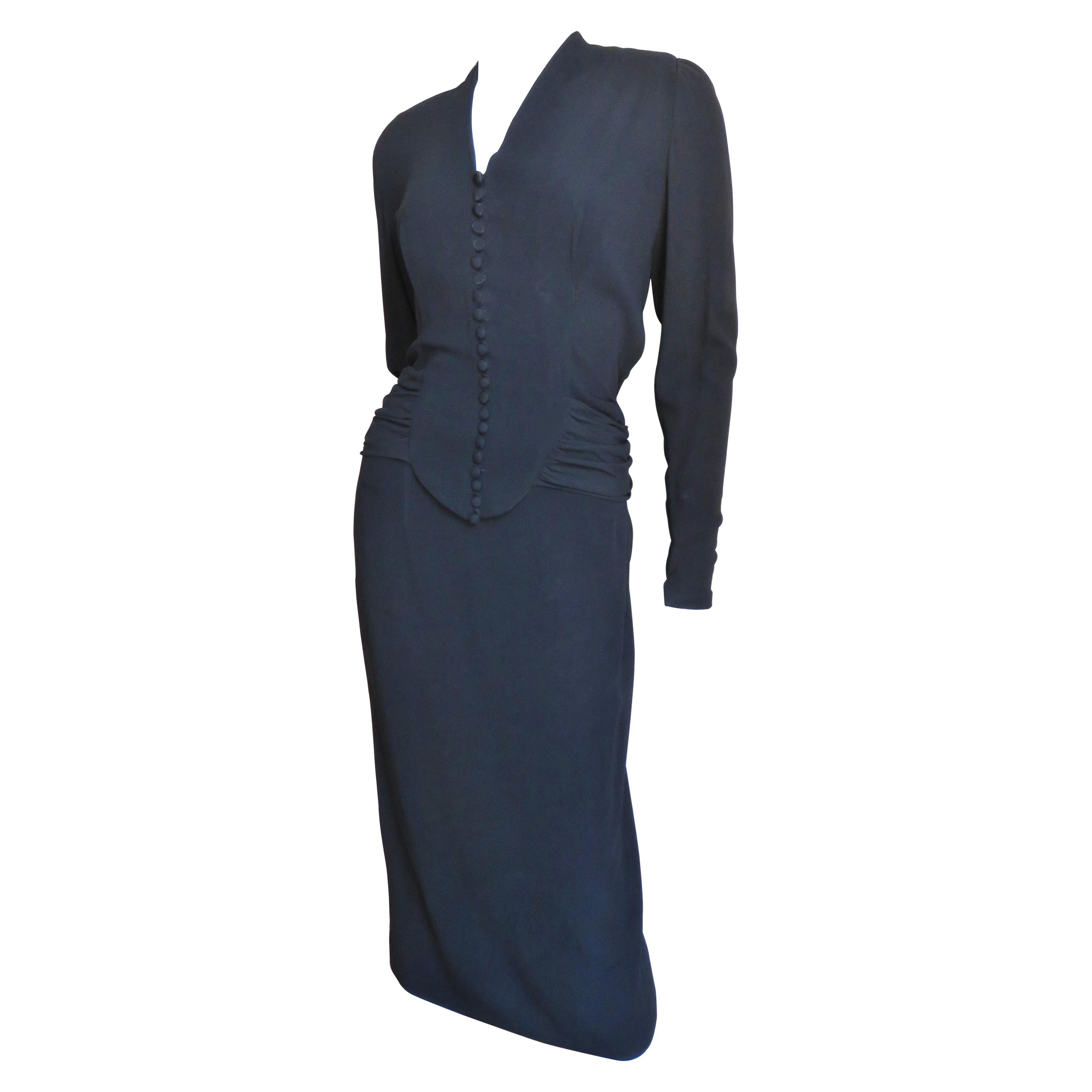 Edna Vilm Top with Waterfall Back and Skirt 1940s For Sale