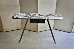 Edo 120 Matt Breccia Medicea Marble And Black Nickel Legs Desk by Casa Casati