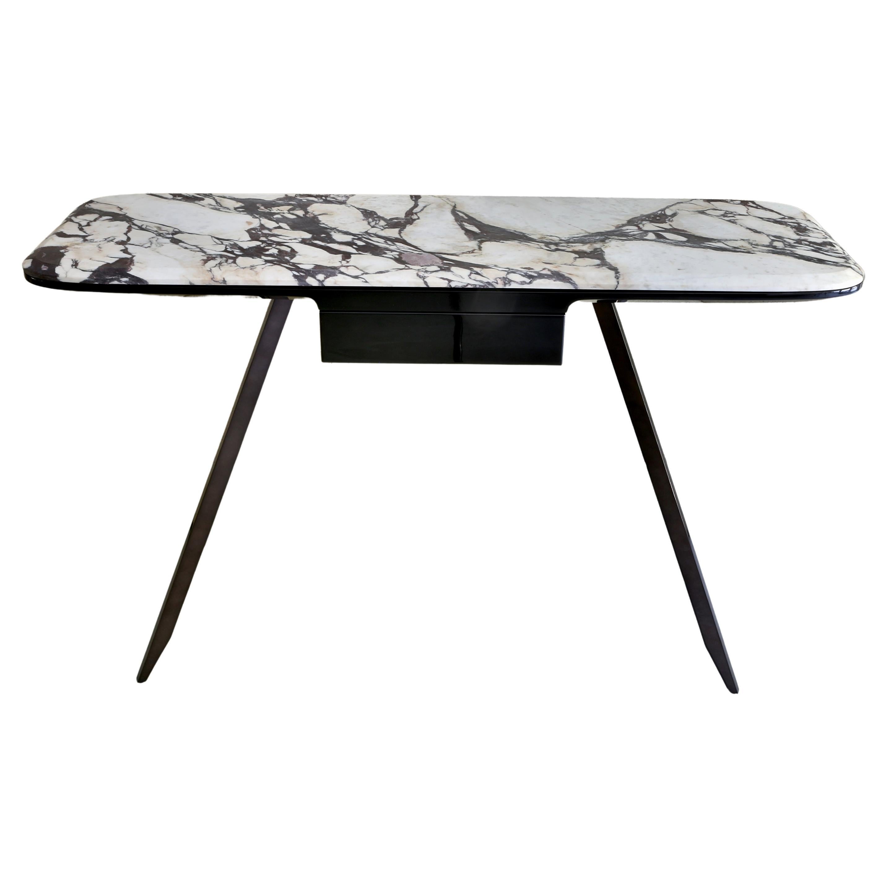 Escritorio Edo 120 Mármol Breccia Medicea Mate y Patas Níquel Negro by Casa Casati
