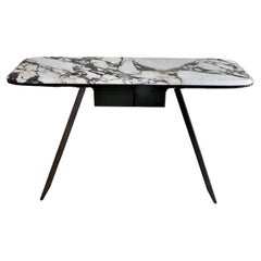 Edo 120 Matt Breccia Medicea Marble And Black Nickel Legs Desk by Casa Casati