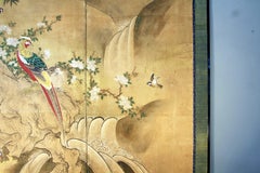 Edo 18th Century Two Panels Japanese Folding Screen Inks, Pigments on Rise Paper