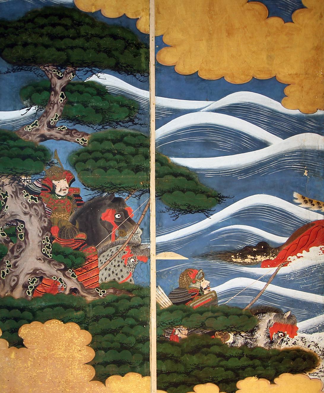 Edo 19th Century Japanese Folding Screen Six Panels Battle of Kawanakajima In Good Condition In Brescia, IT