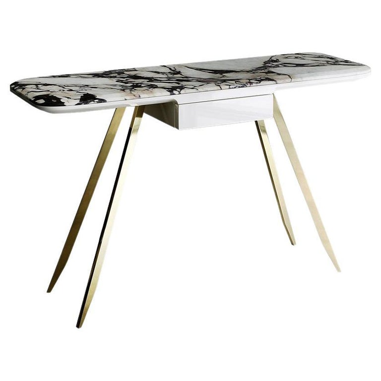 Edo Console with Top in Marble and Metal Legs For Sale at 1stDibs