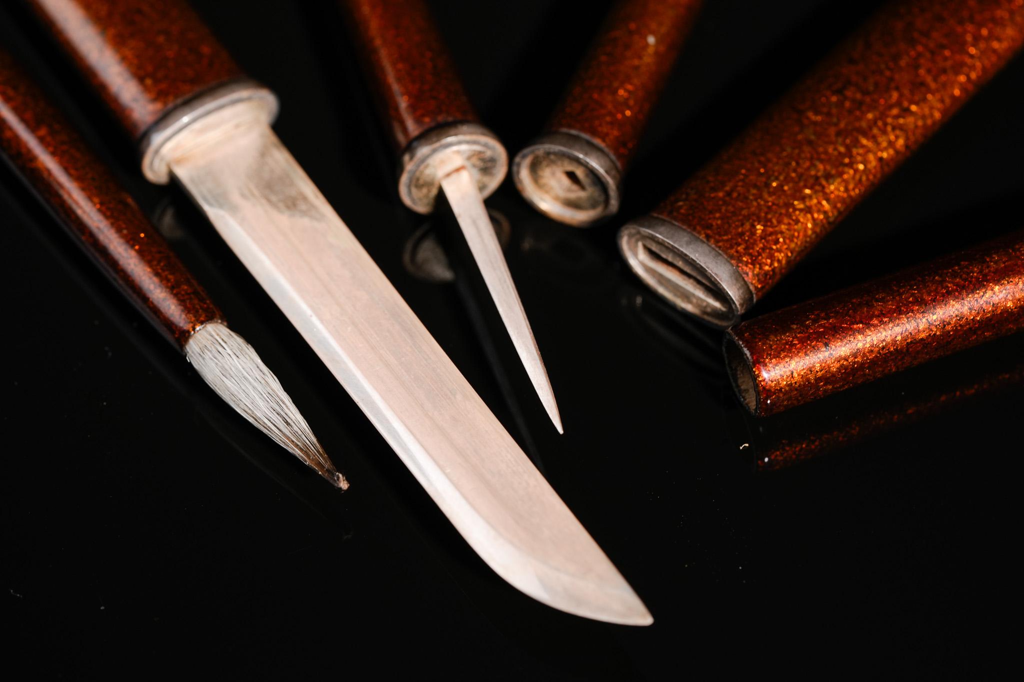 Edo-Goldlack-Schreibkasten mit Samurai-Krieger, Makie Suzuribako im Angebot 5