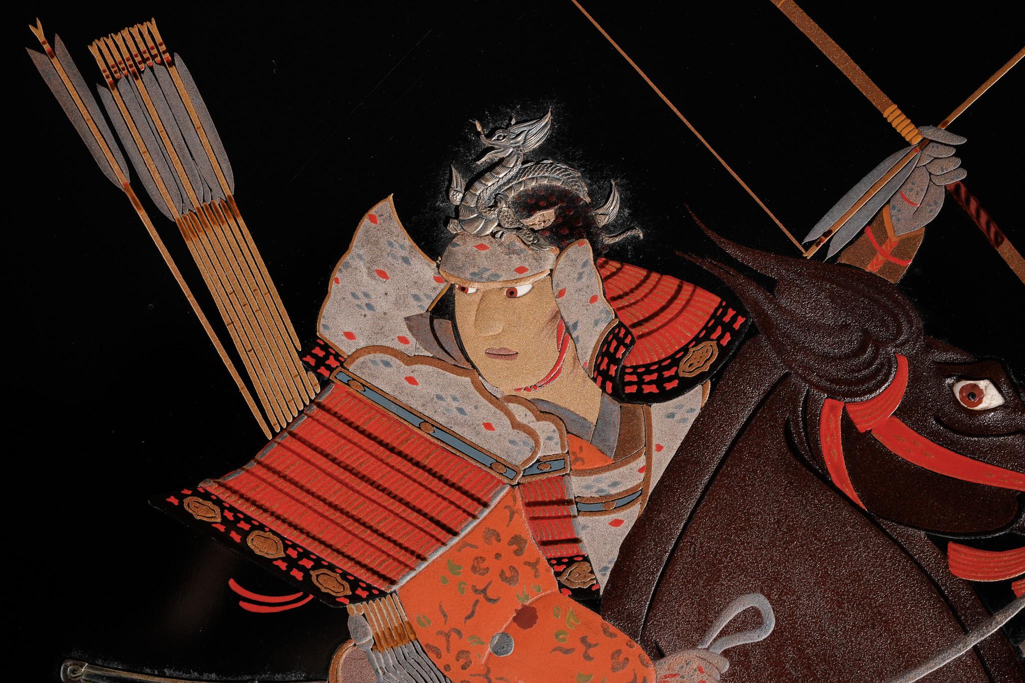 Edo-Goldlack-Schreibkasten mit Samurai-Krieger, Makie Suzuribako im Angebot 6